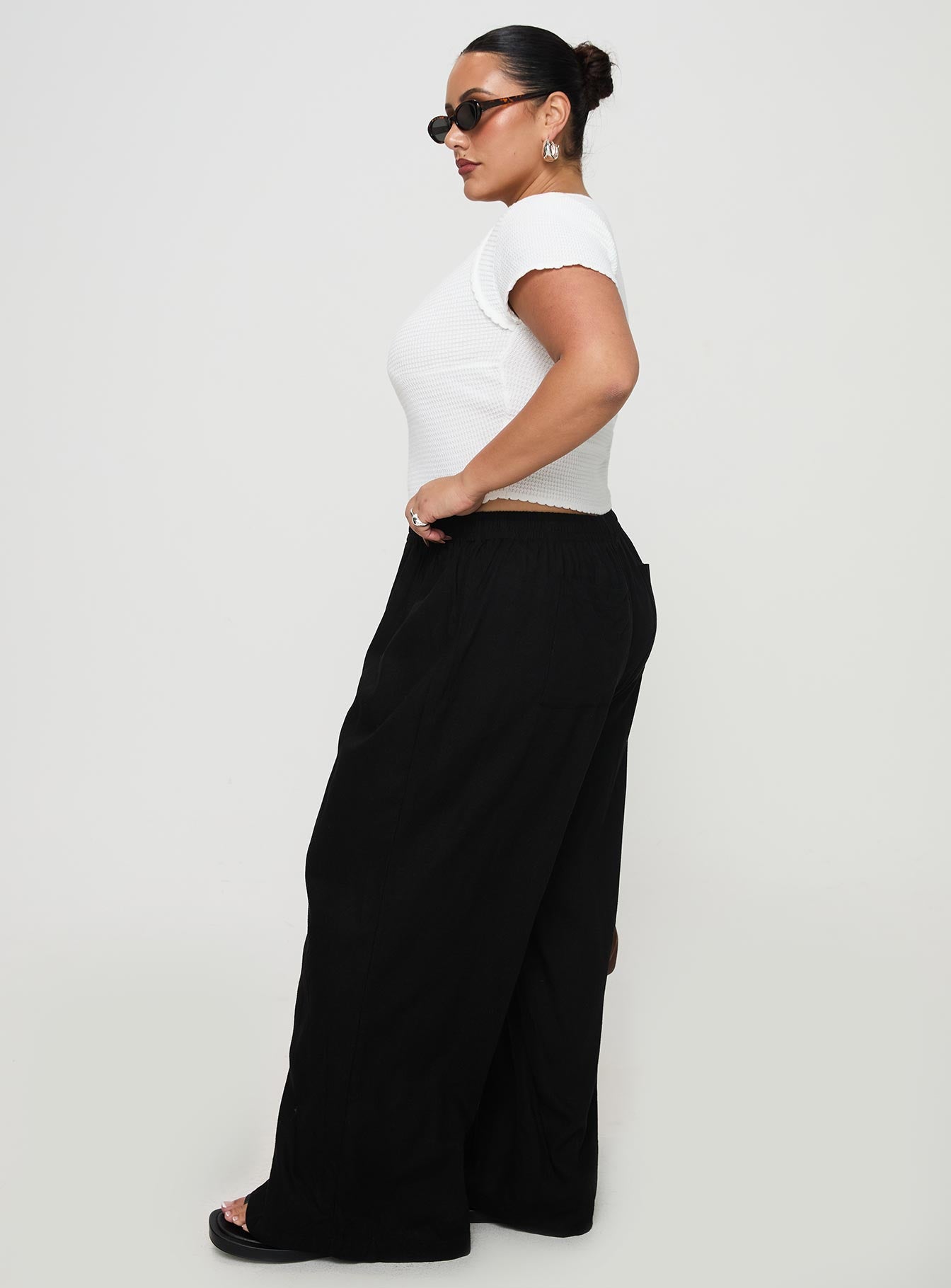 Louis Linen Blend Pants Black Curve-Vipp Girl
