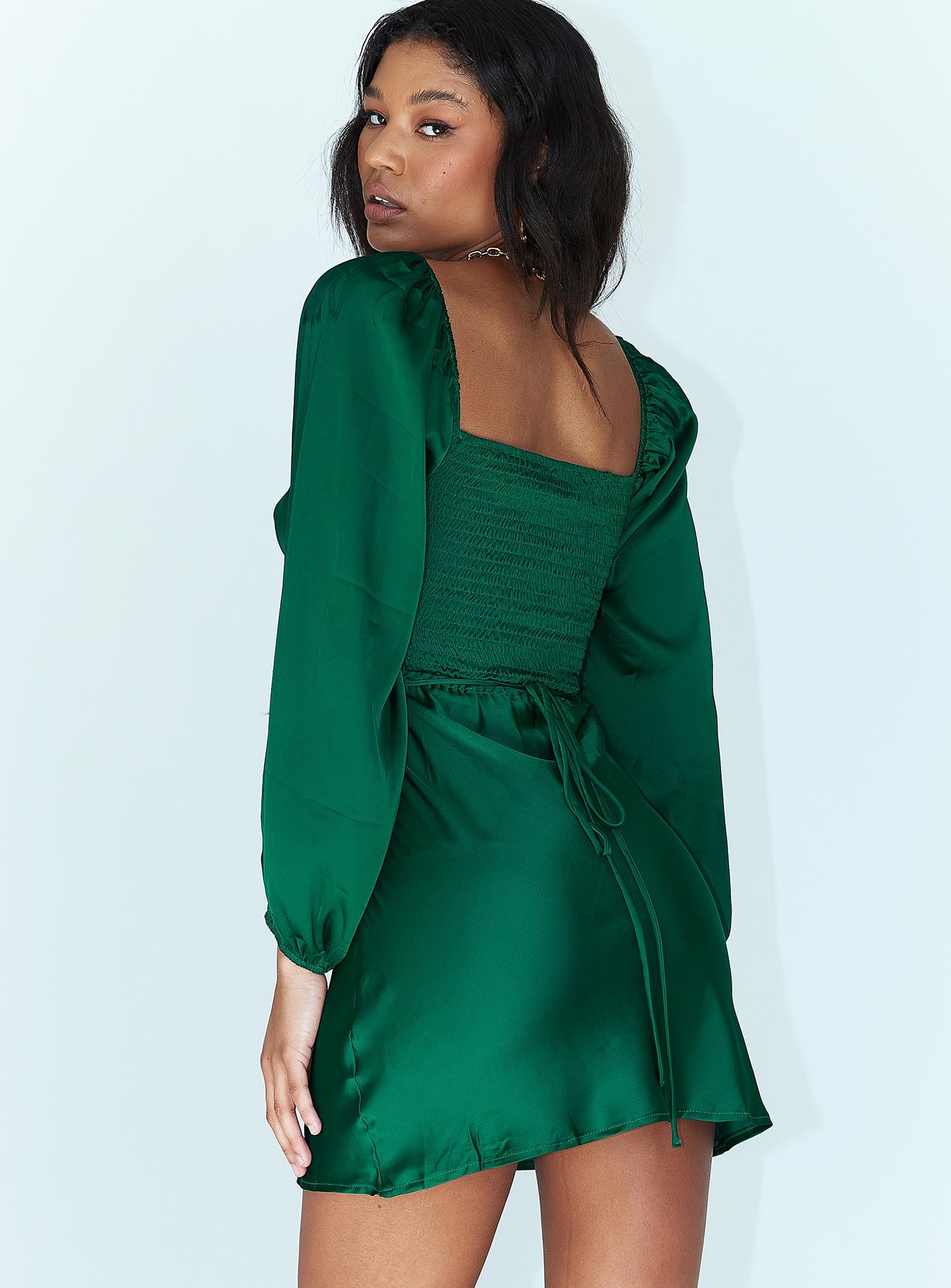 Nakita Long Sleeve Mini Dress Green-Vipp Girl