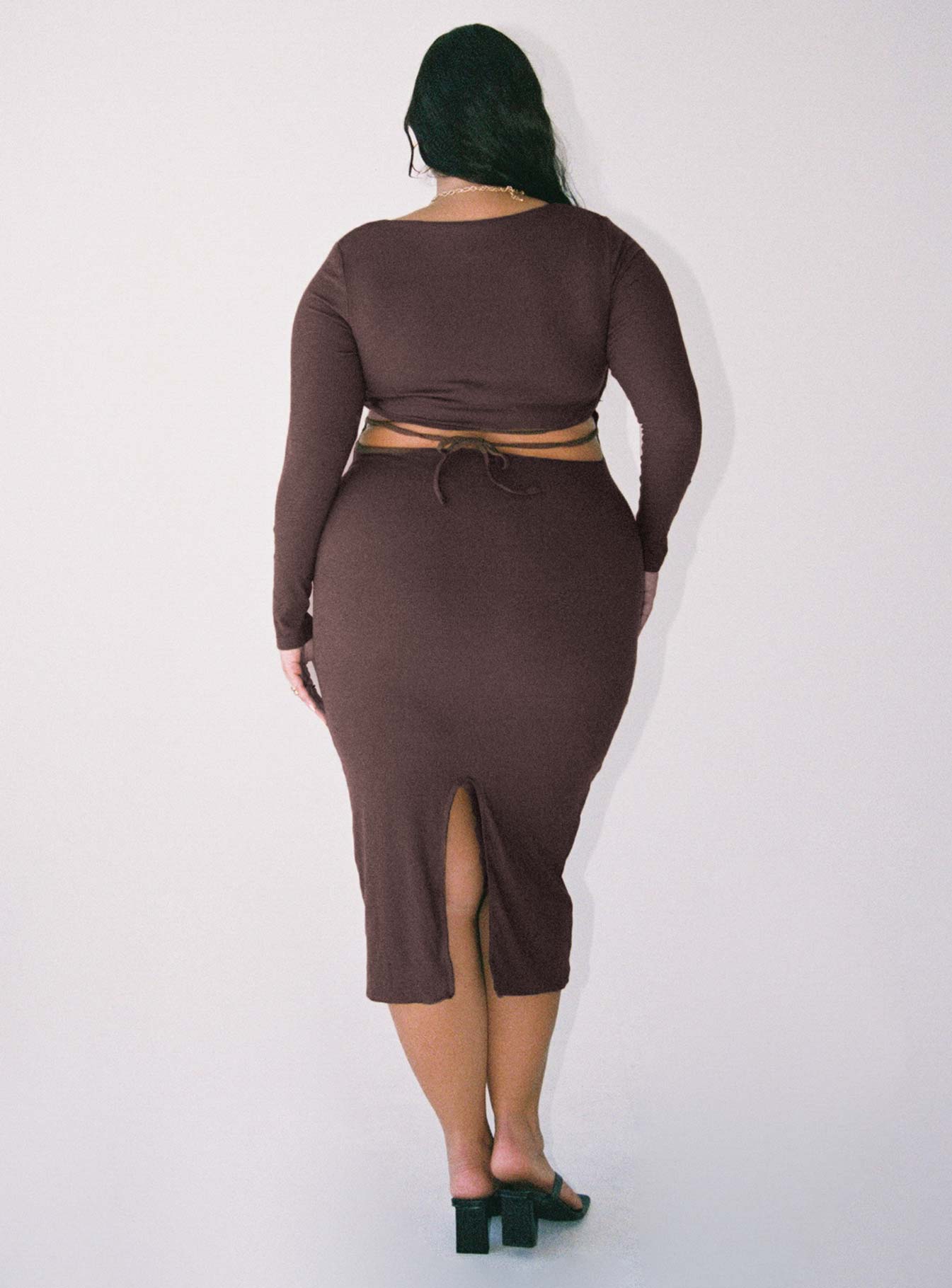Nolan Midi Dress Brown Curve-Vipp Girl
