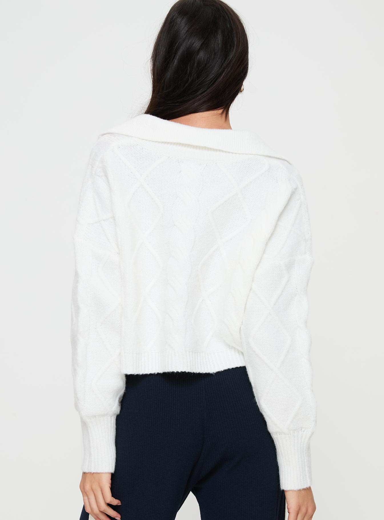 Ruthee Cable Knit Sweater Winter White-Vipp Girl