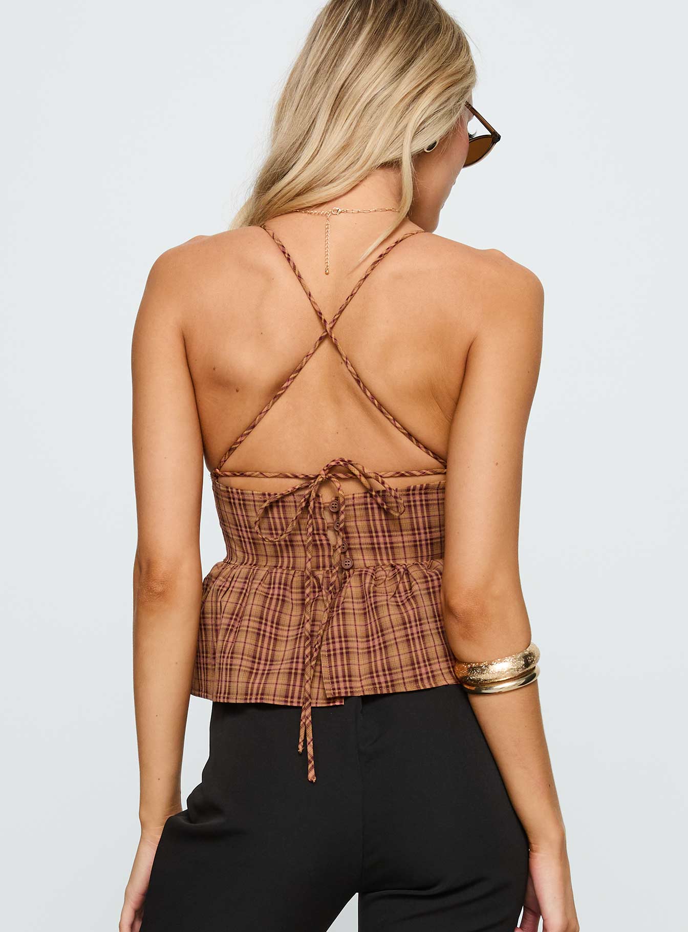 Croatia Frill Top Brown Check-Vipp Girl