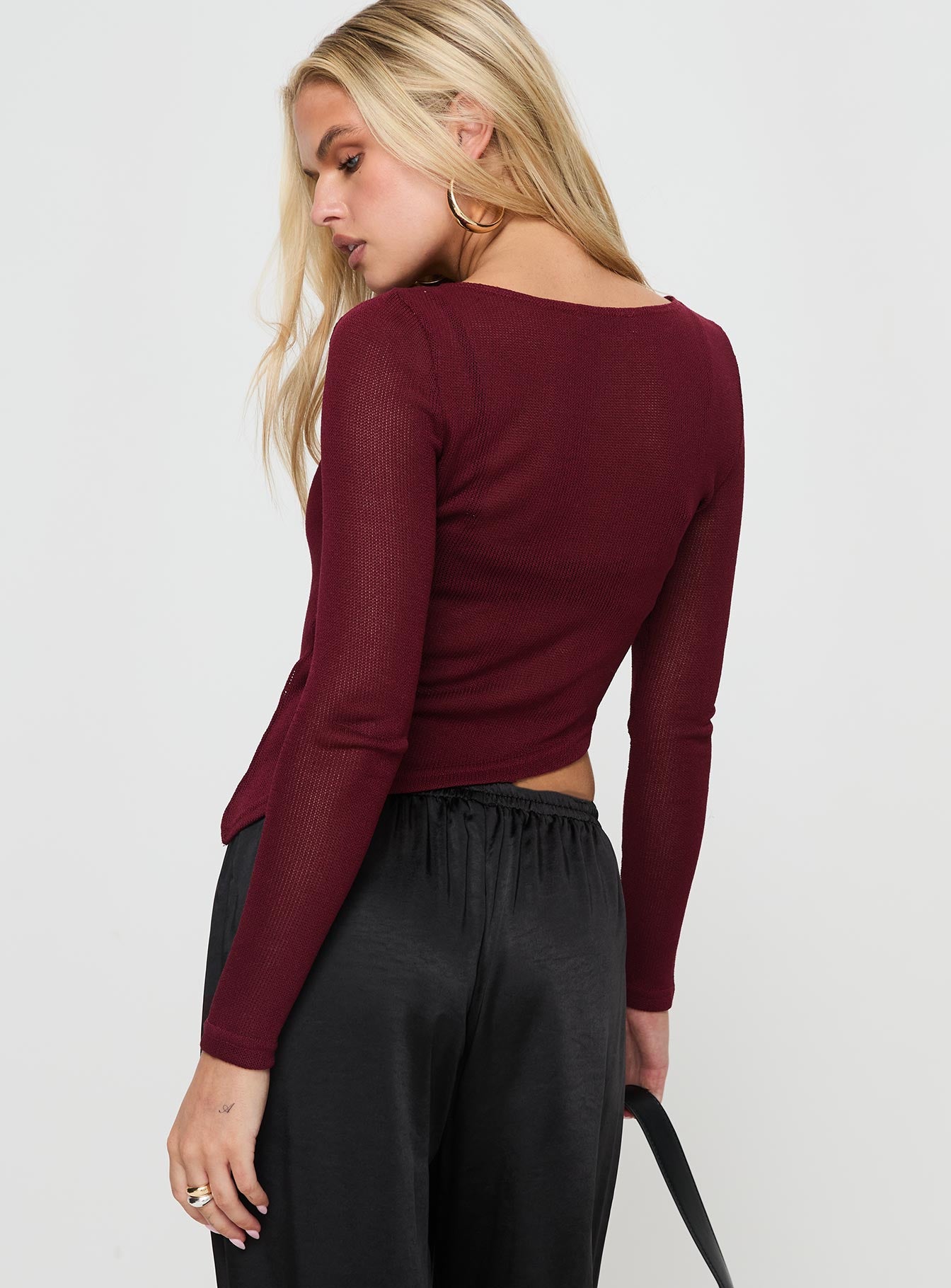 Pratt Long Sleeve Top Burgundy-Vipp Girl