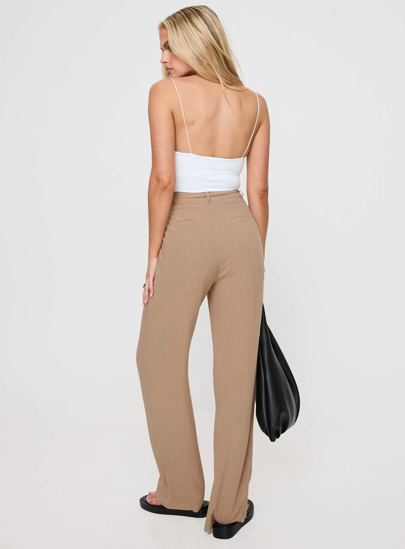 Brenda Linen Blend Pants Beige-Vipp Girl