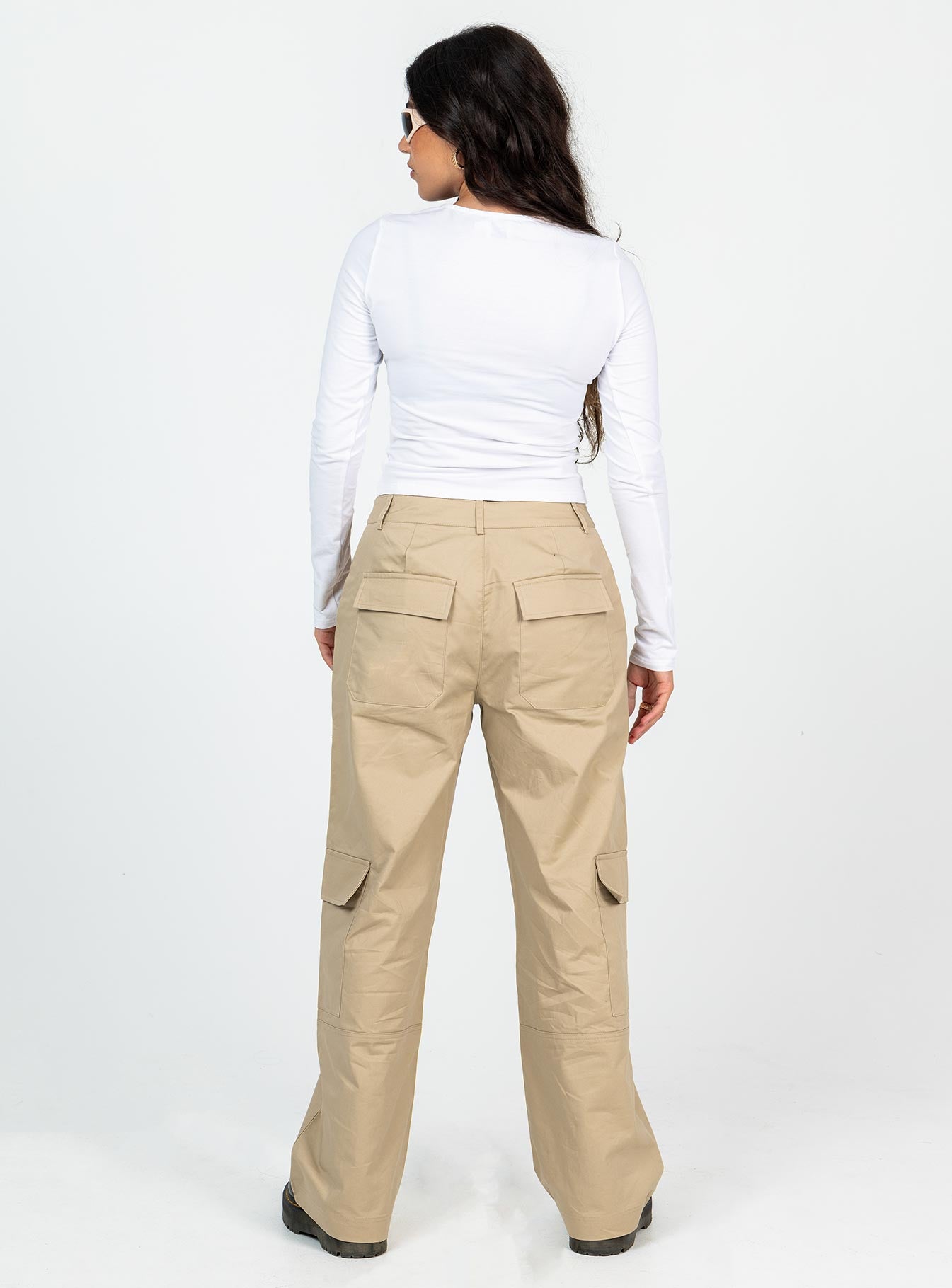 Luna Mid Rise Cargo Pants Beige Petite-Vipp Girl