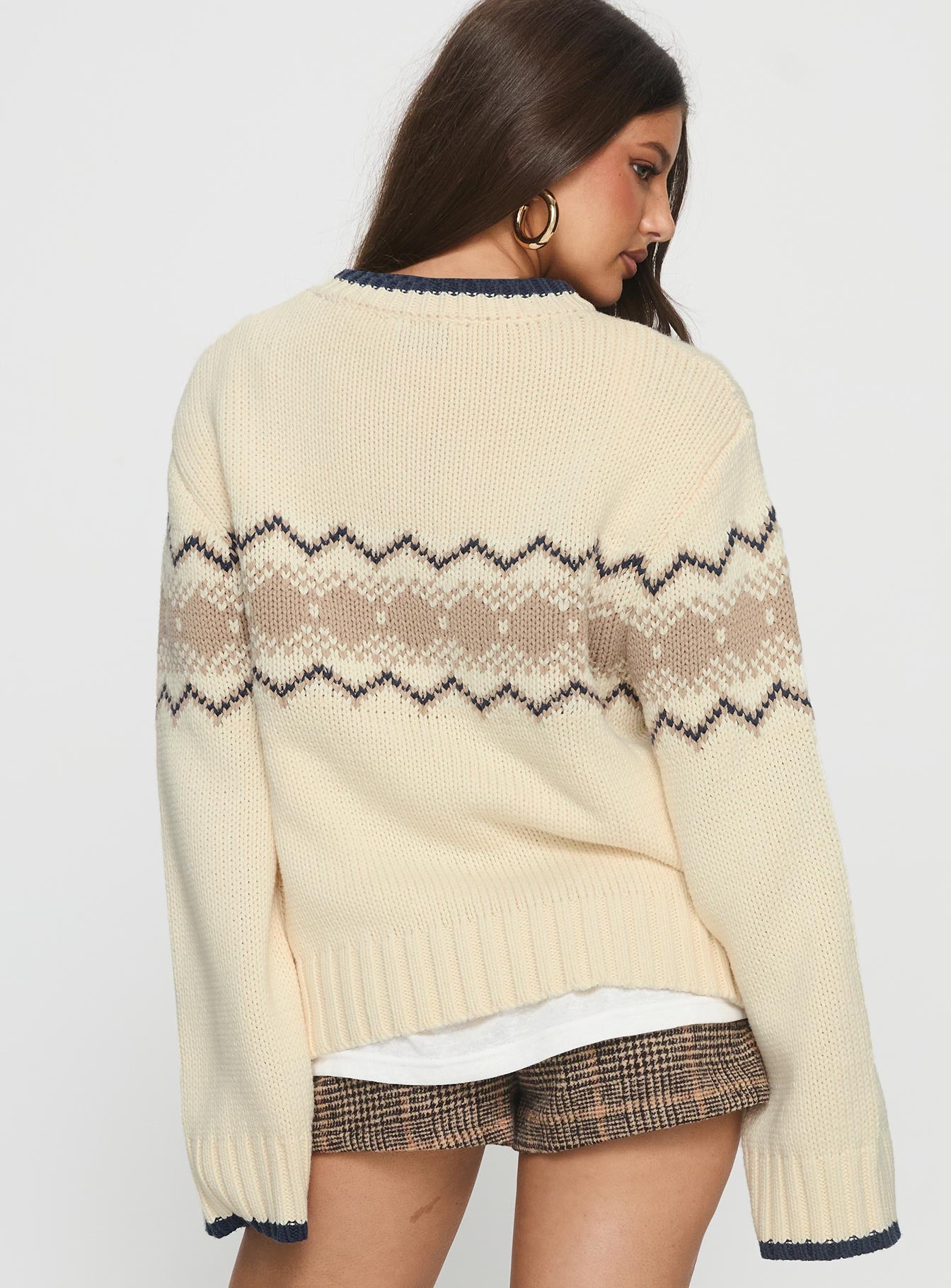 Madalynn Knit Graphic Jumper Beige-Vipp Girl