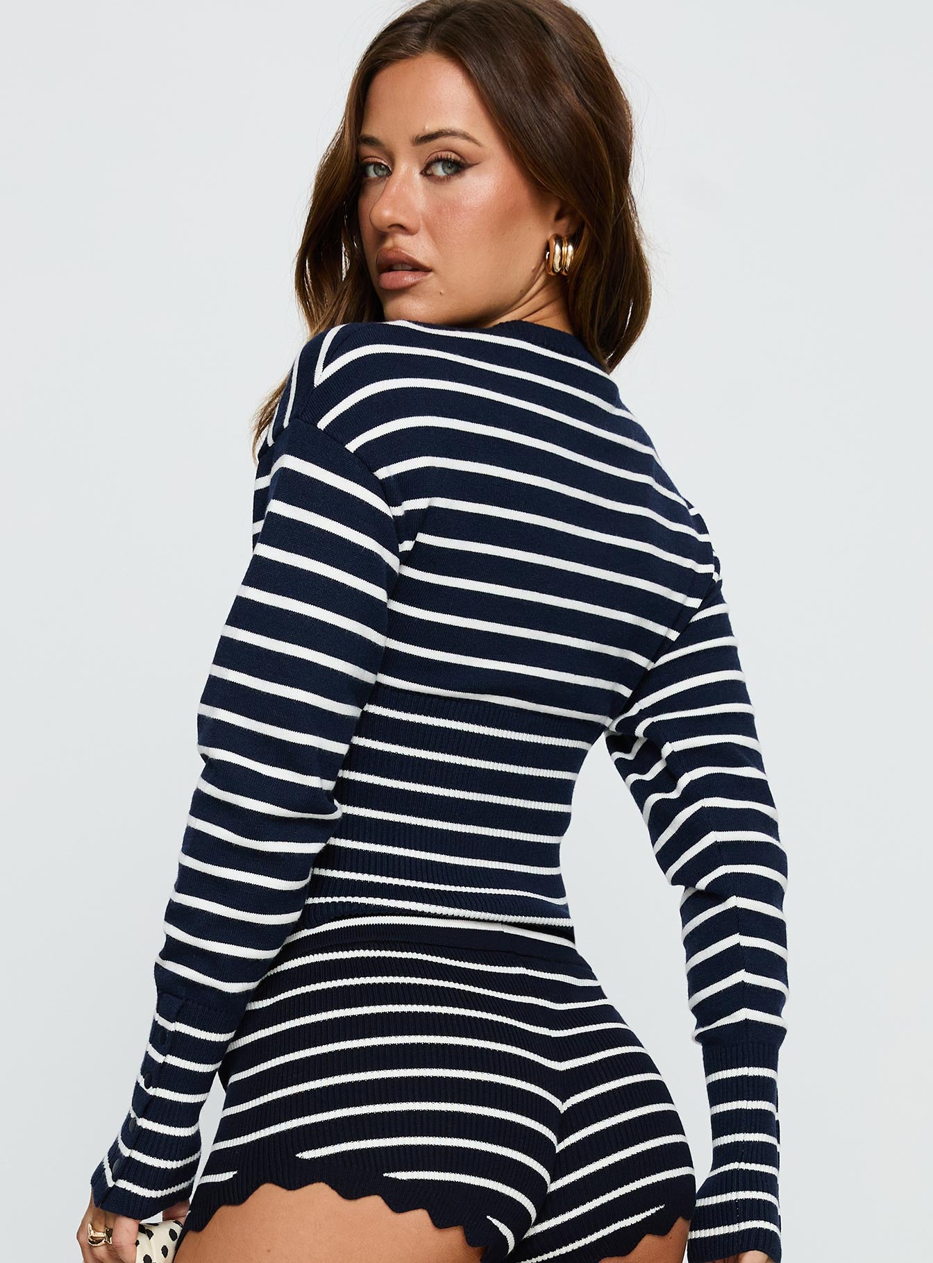 Head In The Clouds Cardigan Navy Stripe-Vipp Girl