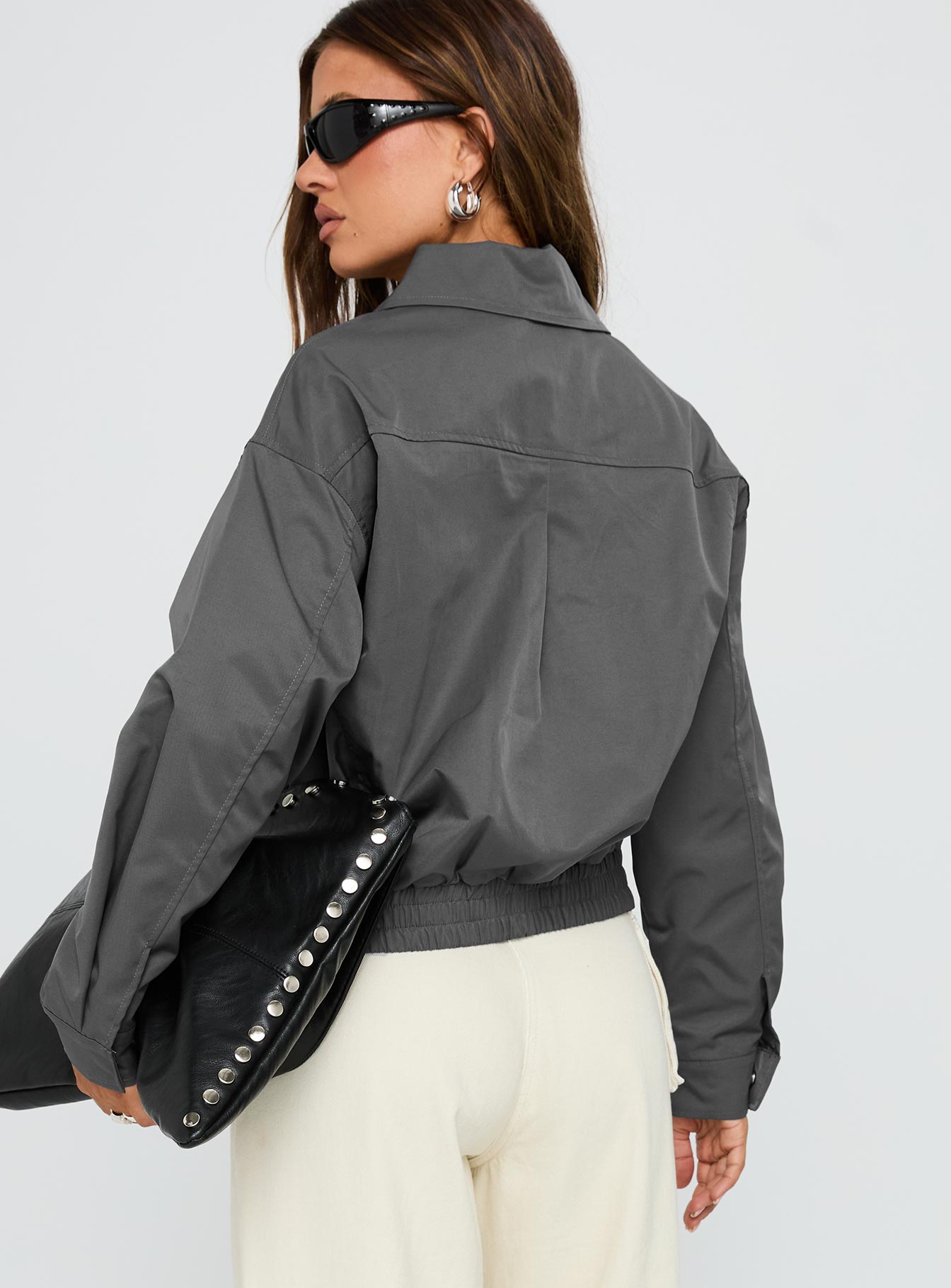 Call You Up Bomber Jacket Charcoal-Vipp Girl