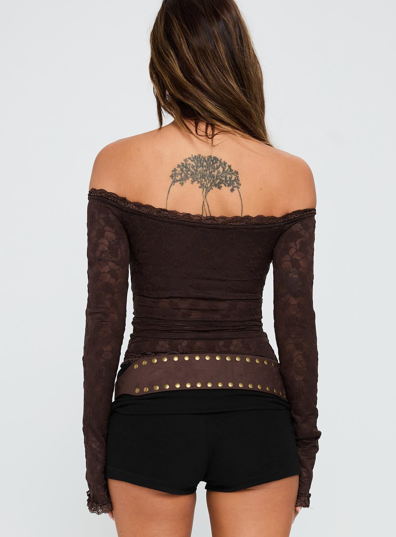 Mochapella Off The Shoulder Top Brown-Vipp Girl