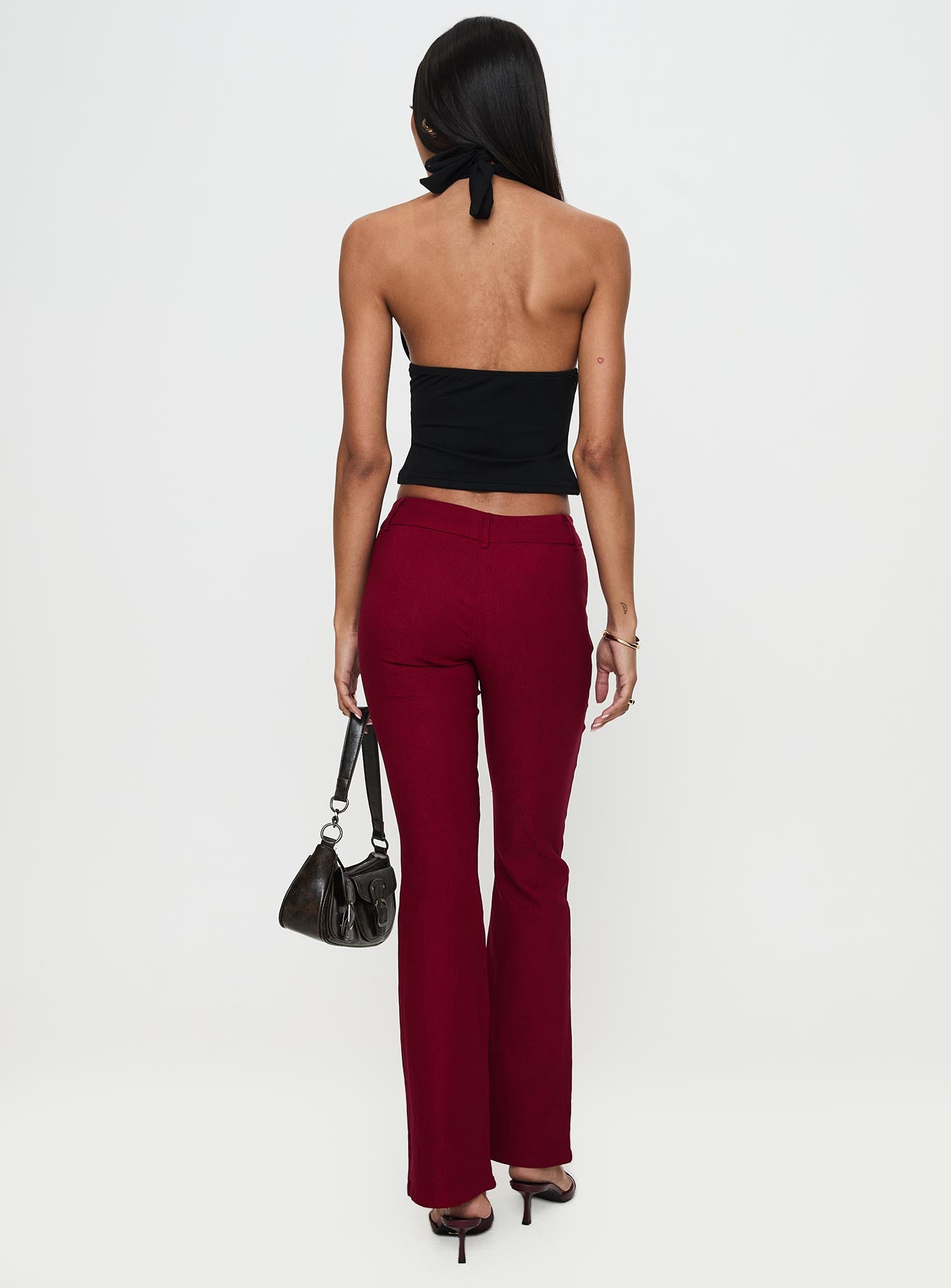 Kinkirk Flared Pants Burgundy-Vipp Girl