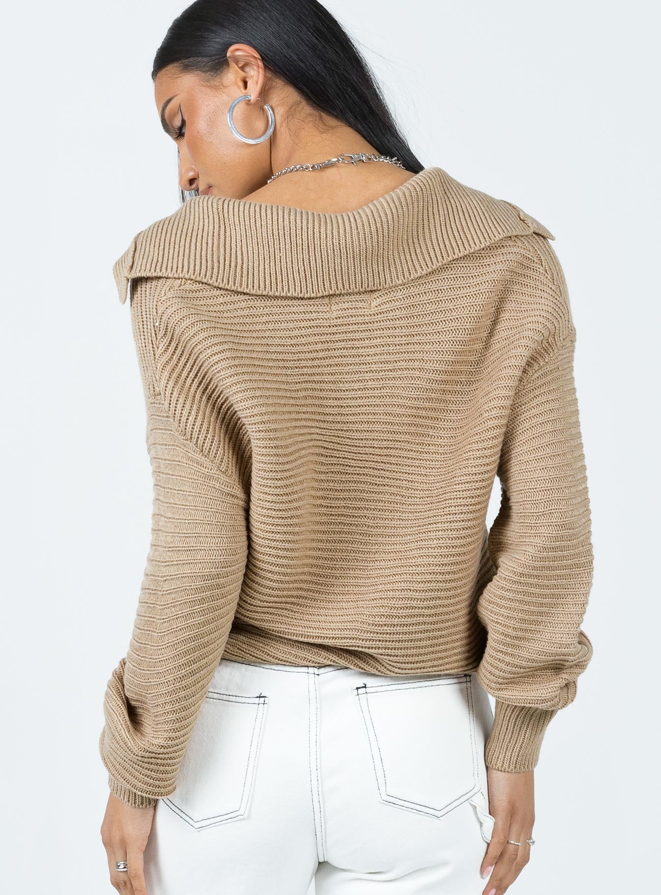 Brihni Oversized Knit Sweater Beige-Vipp Girl