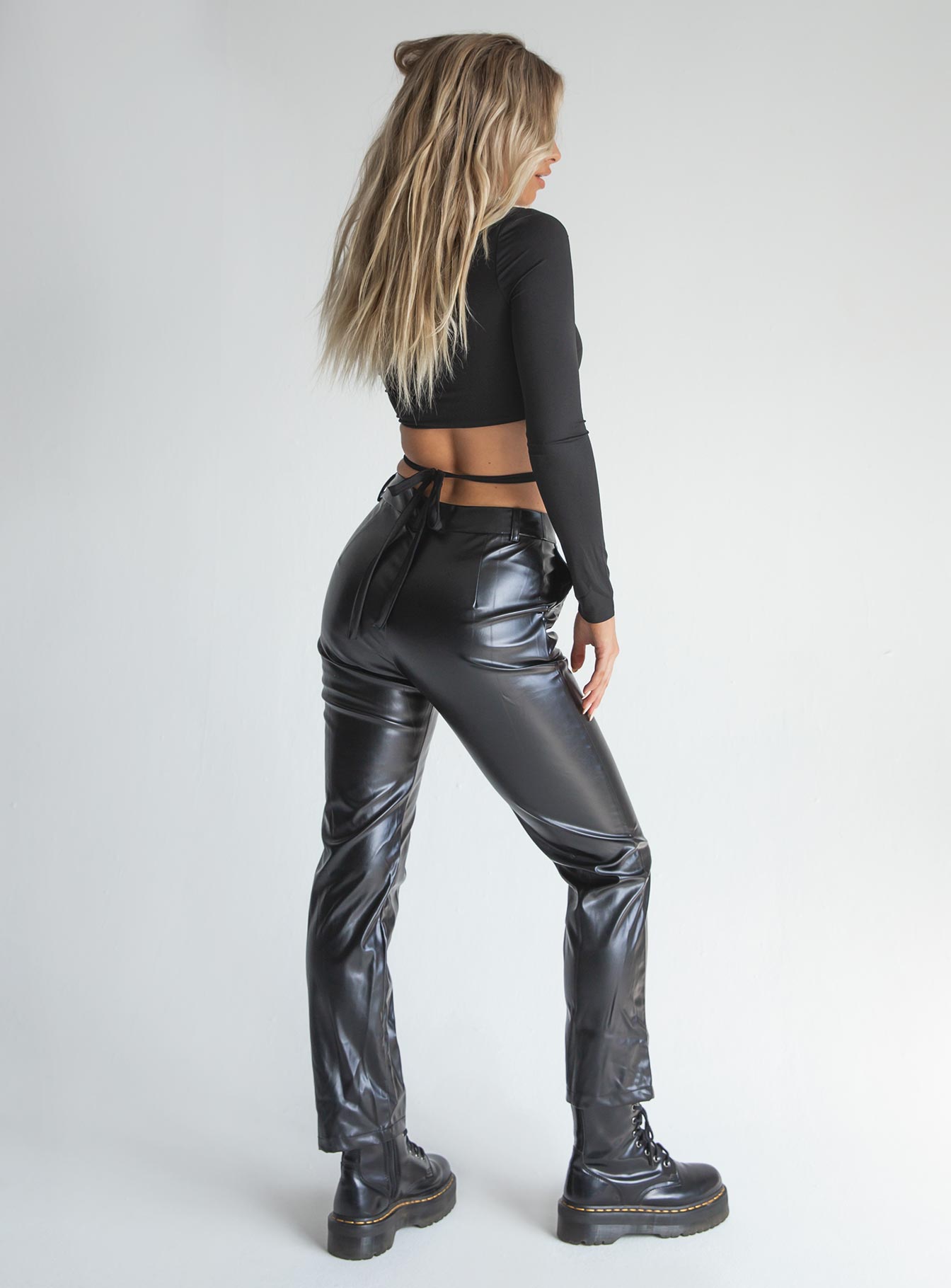 Lillie PU Pants Black-Vipp Girl