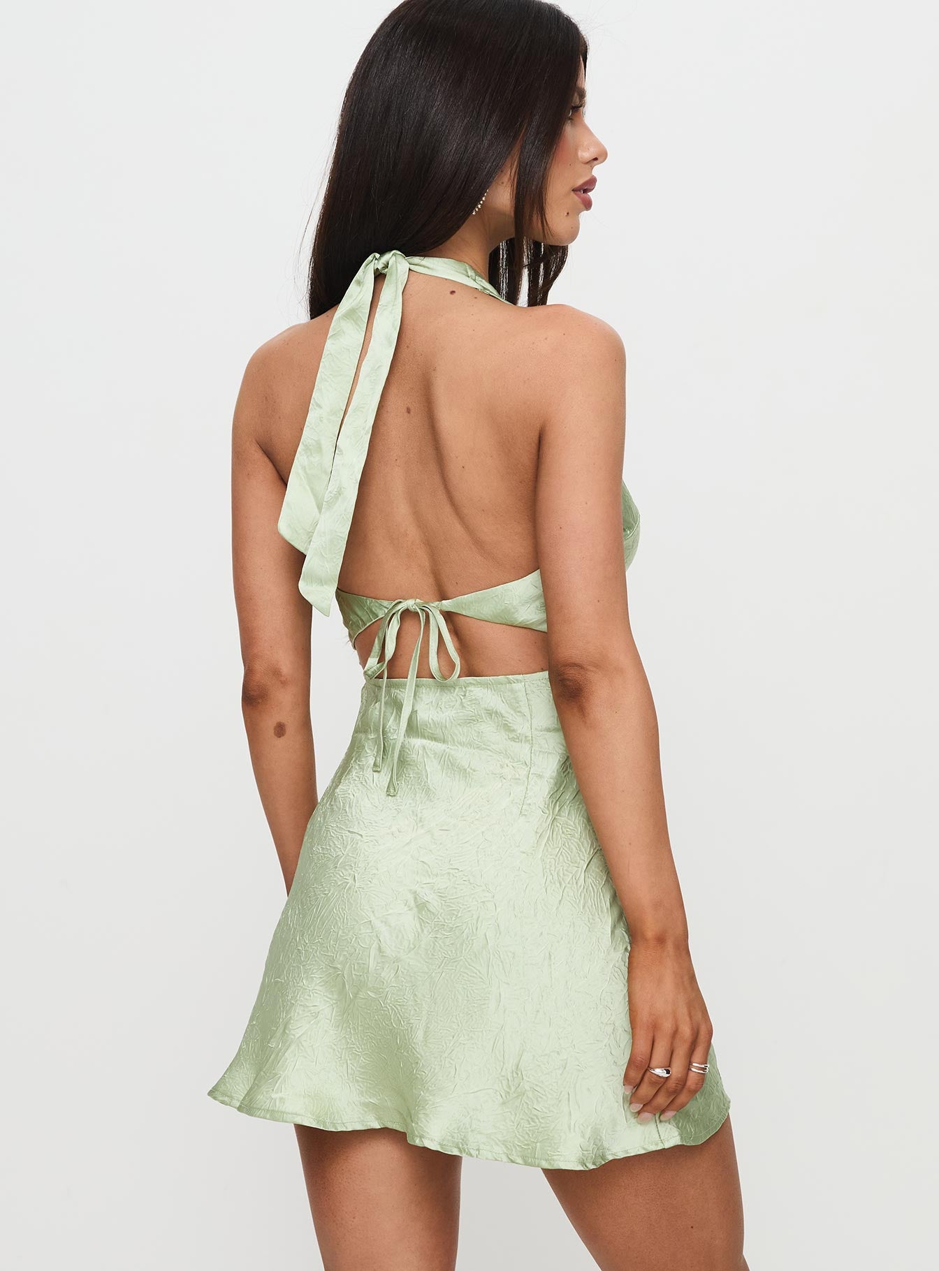 Mysteria Halter Mini Dress Green-Vipp Girl