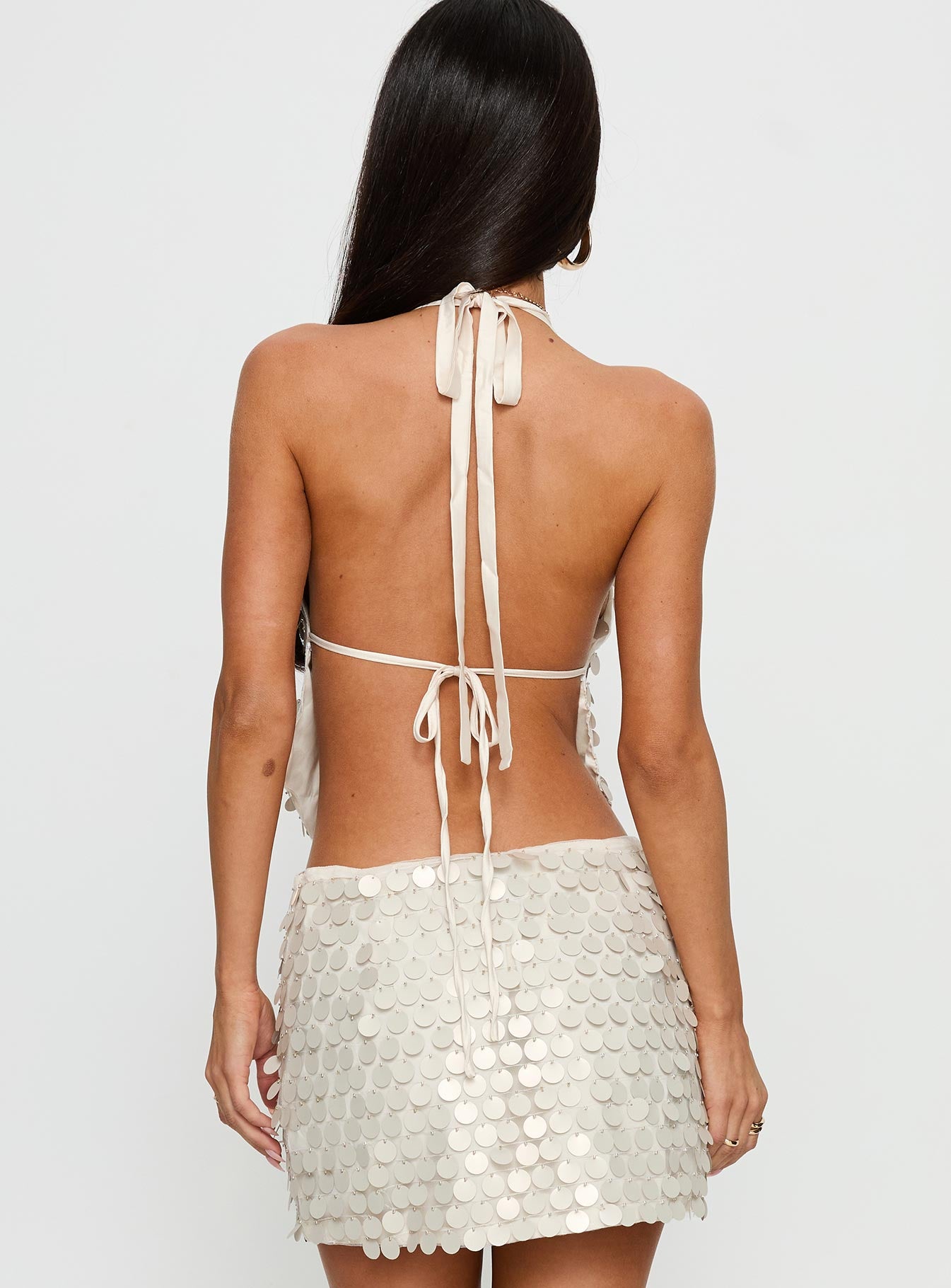 Brittanie Sequin Backless Top Cream-Vipp Girl