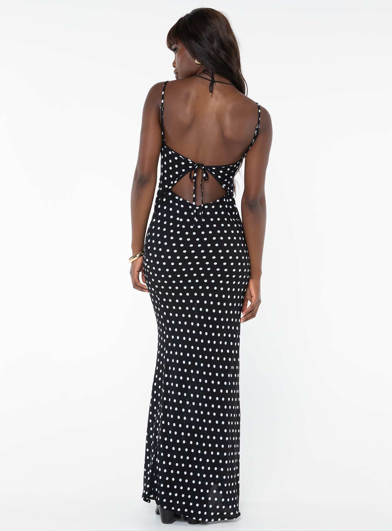 Luncheon Maxi Dress Black Polka Dot-Vipp Girl