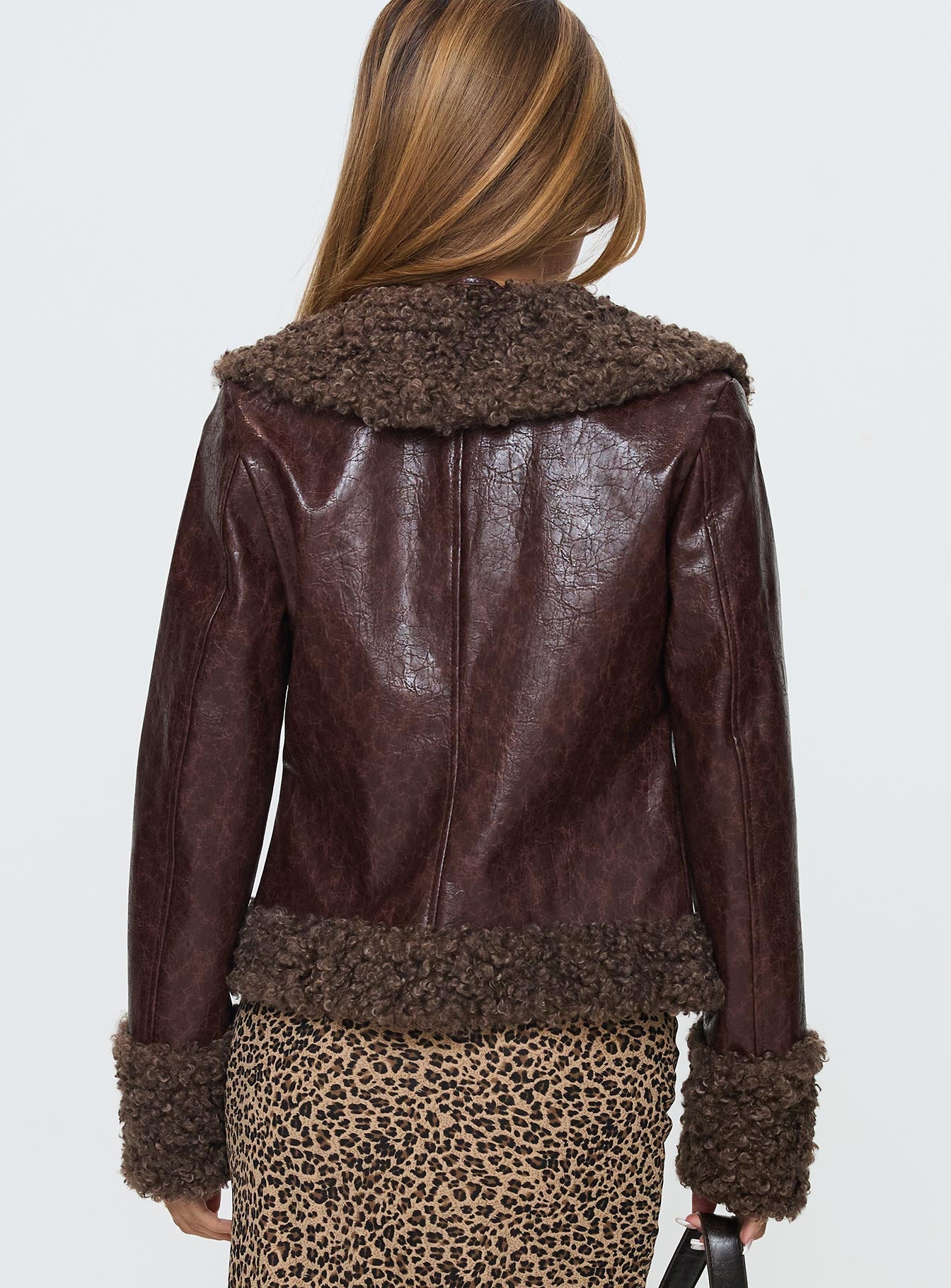 Found A Reason Faux Leather Jacket Brown-Vipp Girl