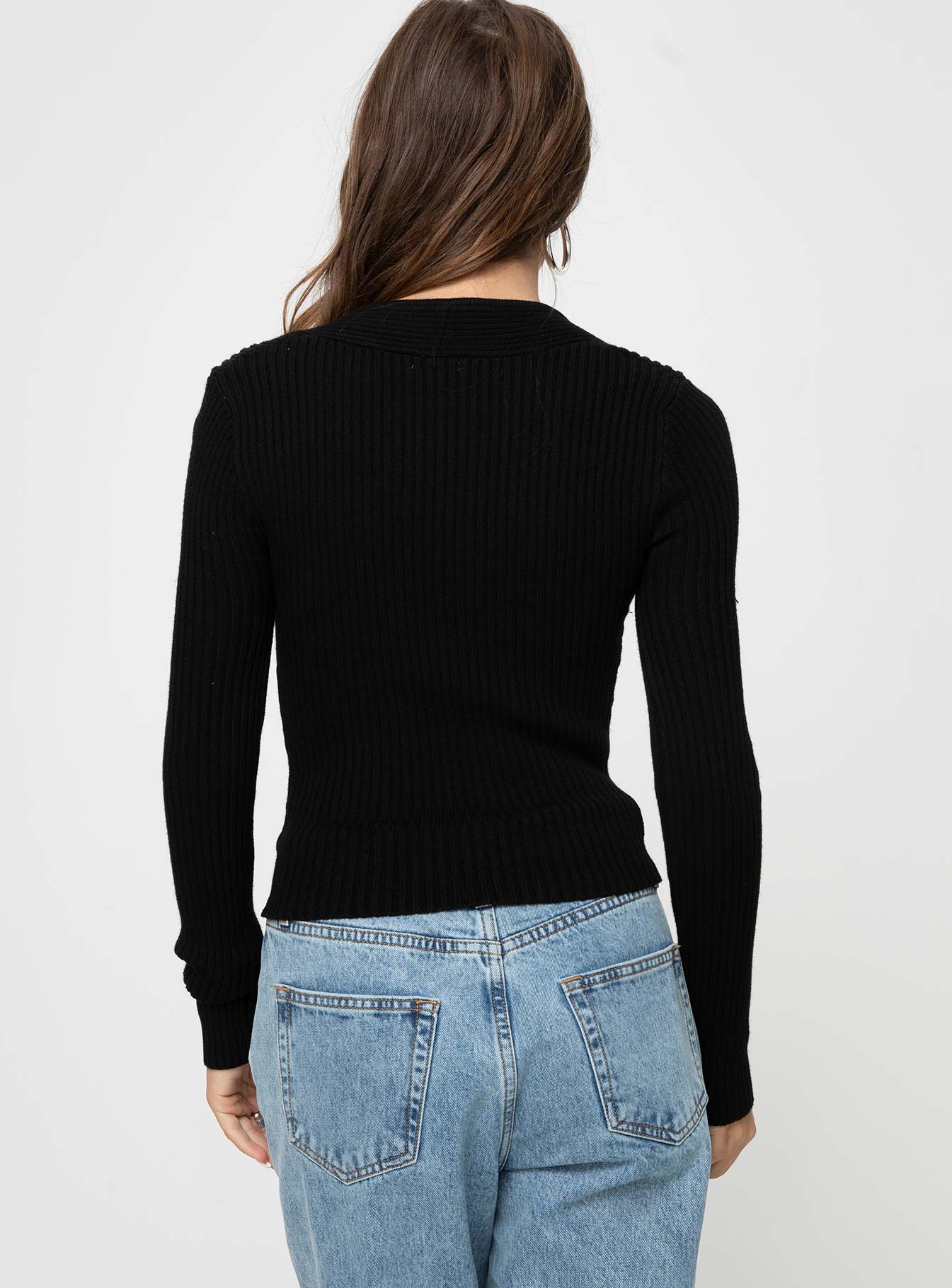 Gleeson Square Neck Long Sleeve Top Black-Vipp Girl