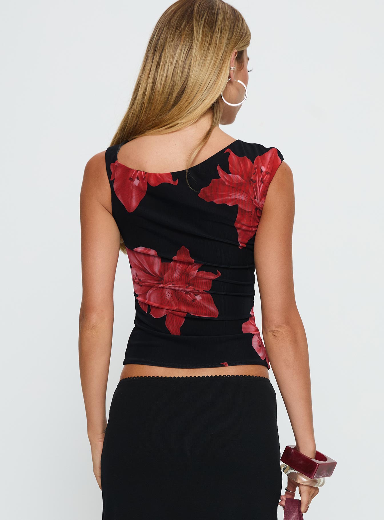 Prema One Shoulder Top Black Floral-Vipp Girl