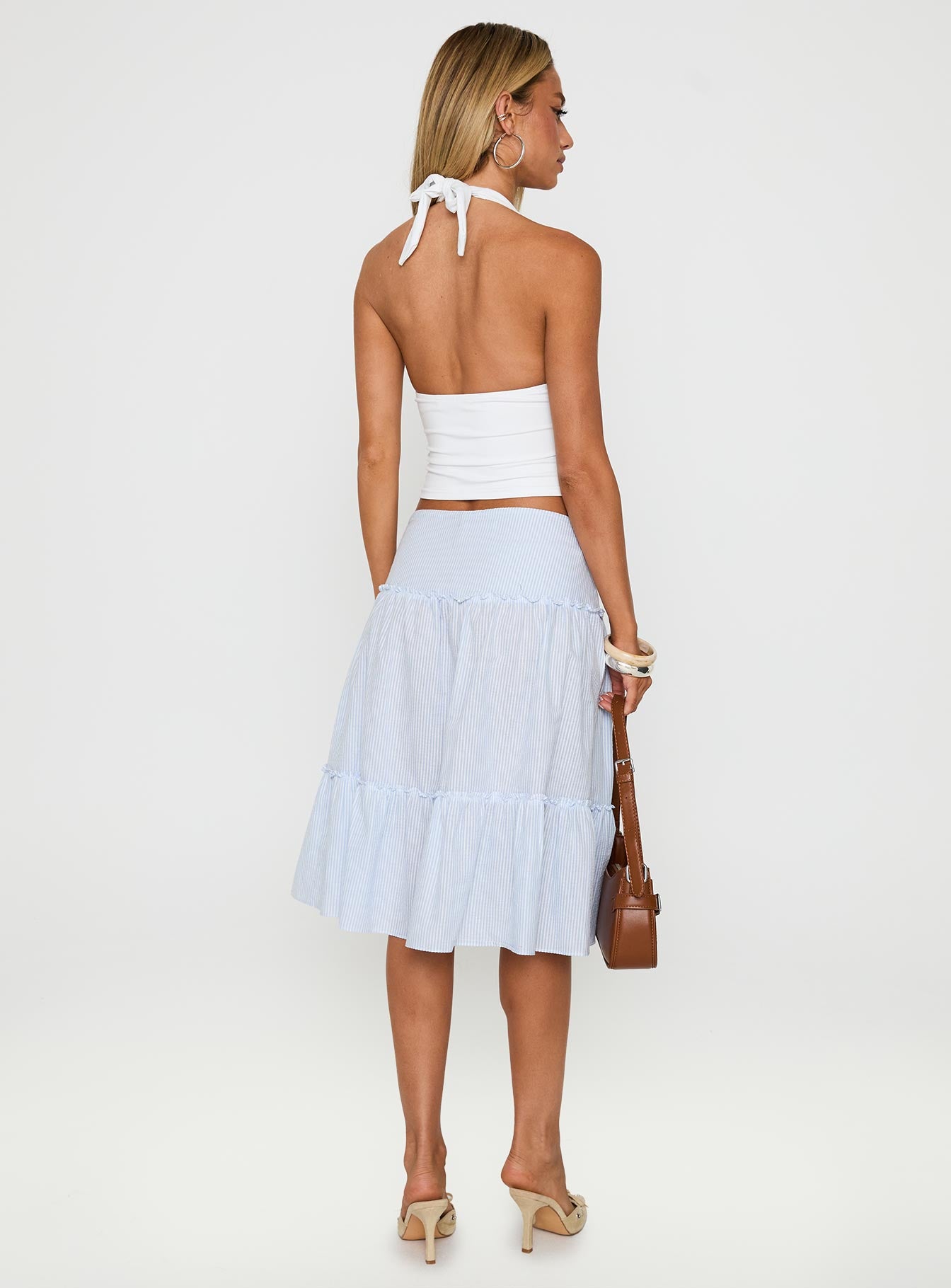 Cascades Low Rise Midi Skirt Blue / White Stripe-Vipp Girl