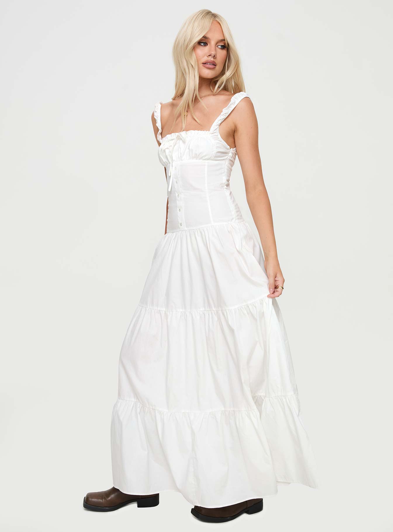 Heart Shaped Maxi Dress White-Vipp Girl
