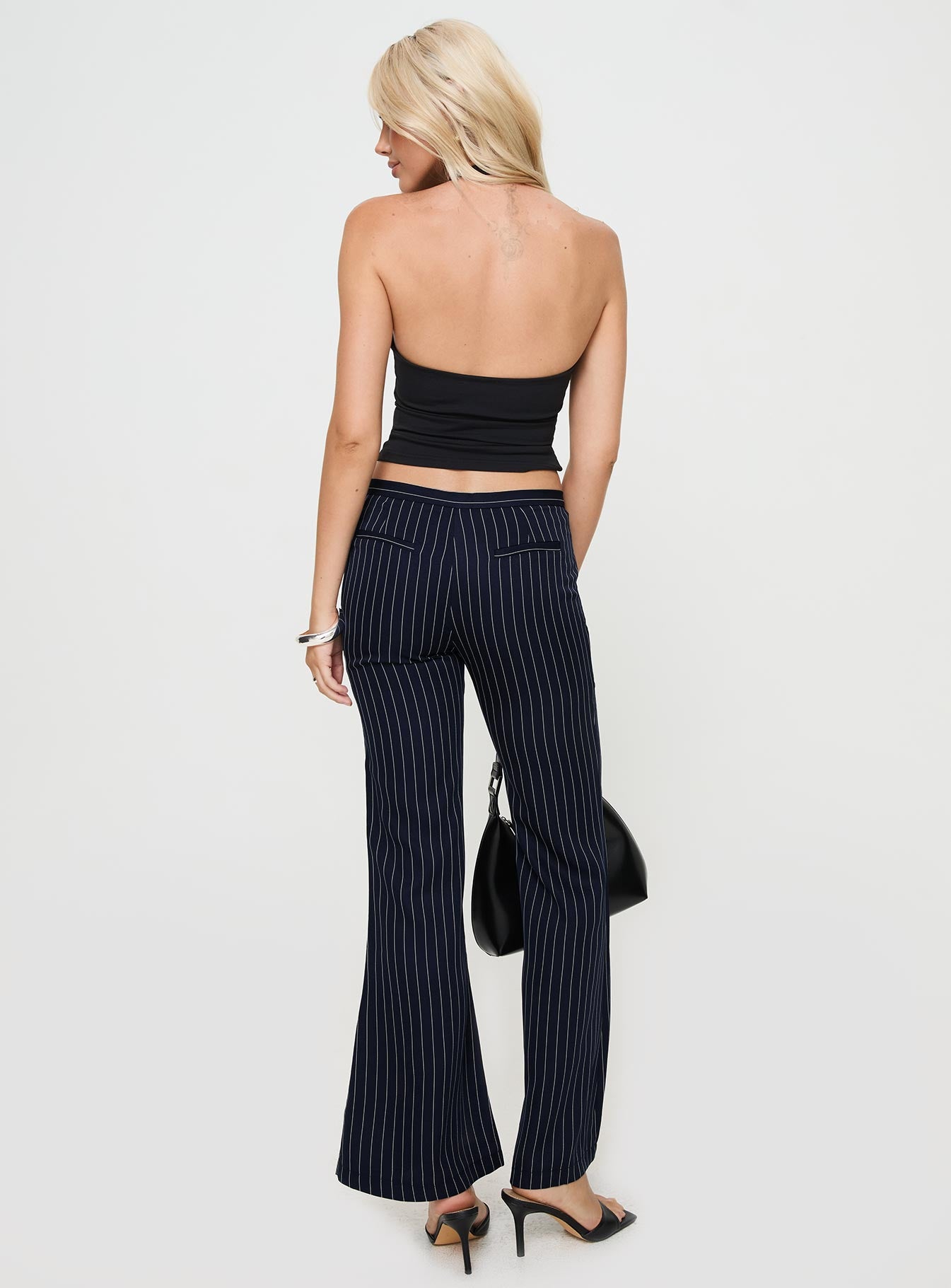 No One Low Waist Pinstripe Pants Navy-Vipp Girl