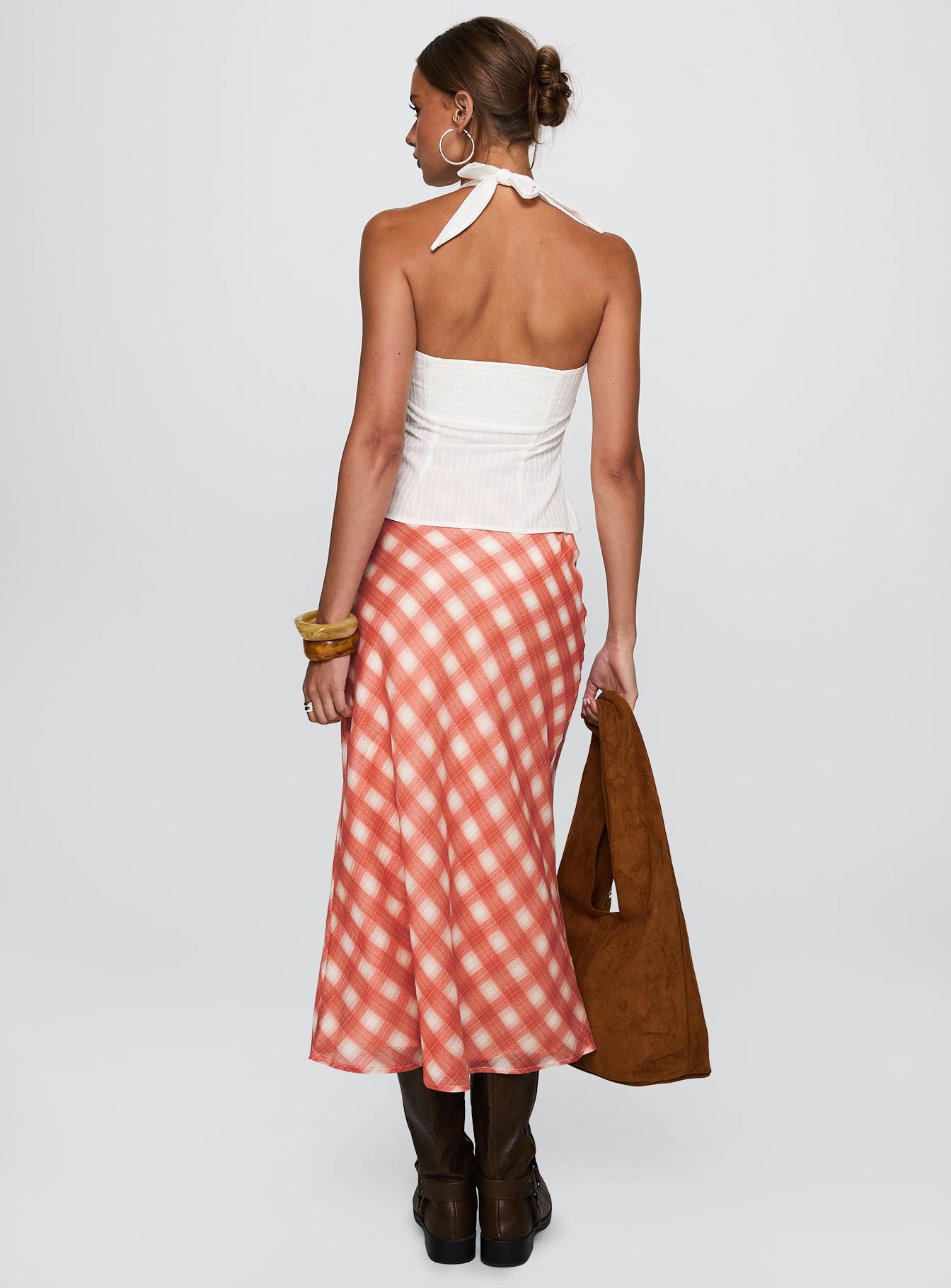 Living Color Maxi Skirt Orange Gingham-Vipp Girl
