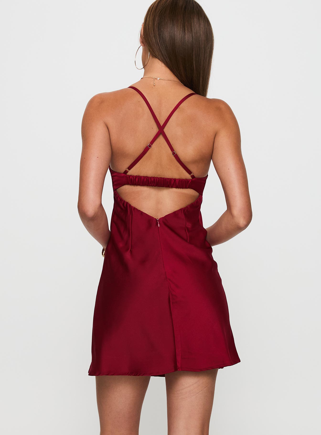 Glendon Mini Dress Burgundy-Vipp Girl