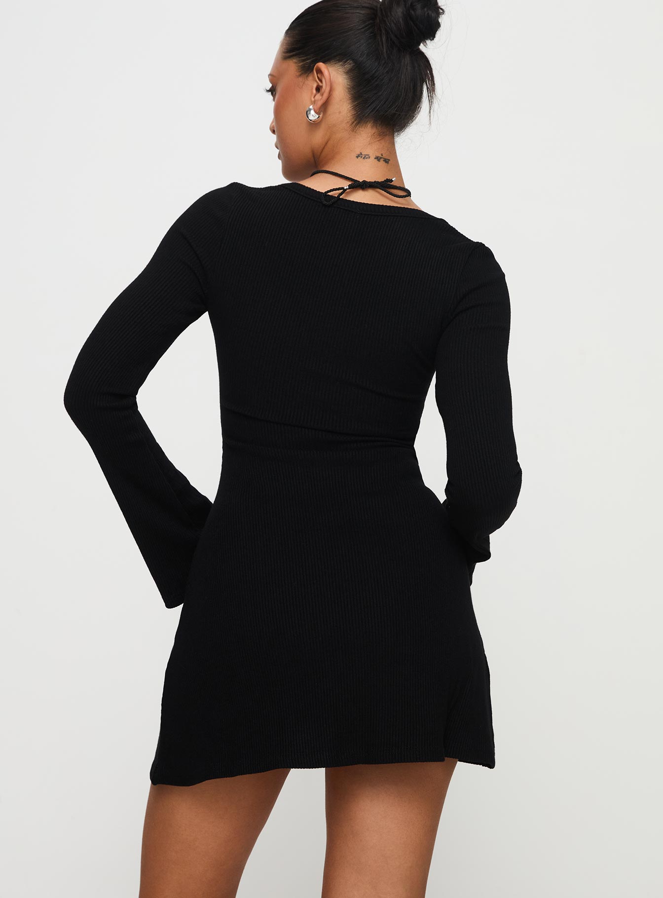 Best Interest Long Sleeve Mini Dress Black-Vipp Girl