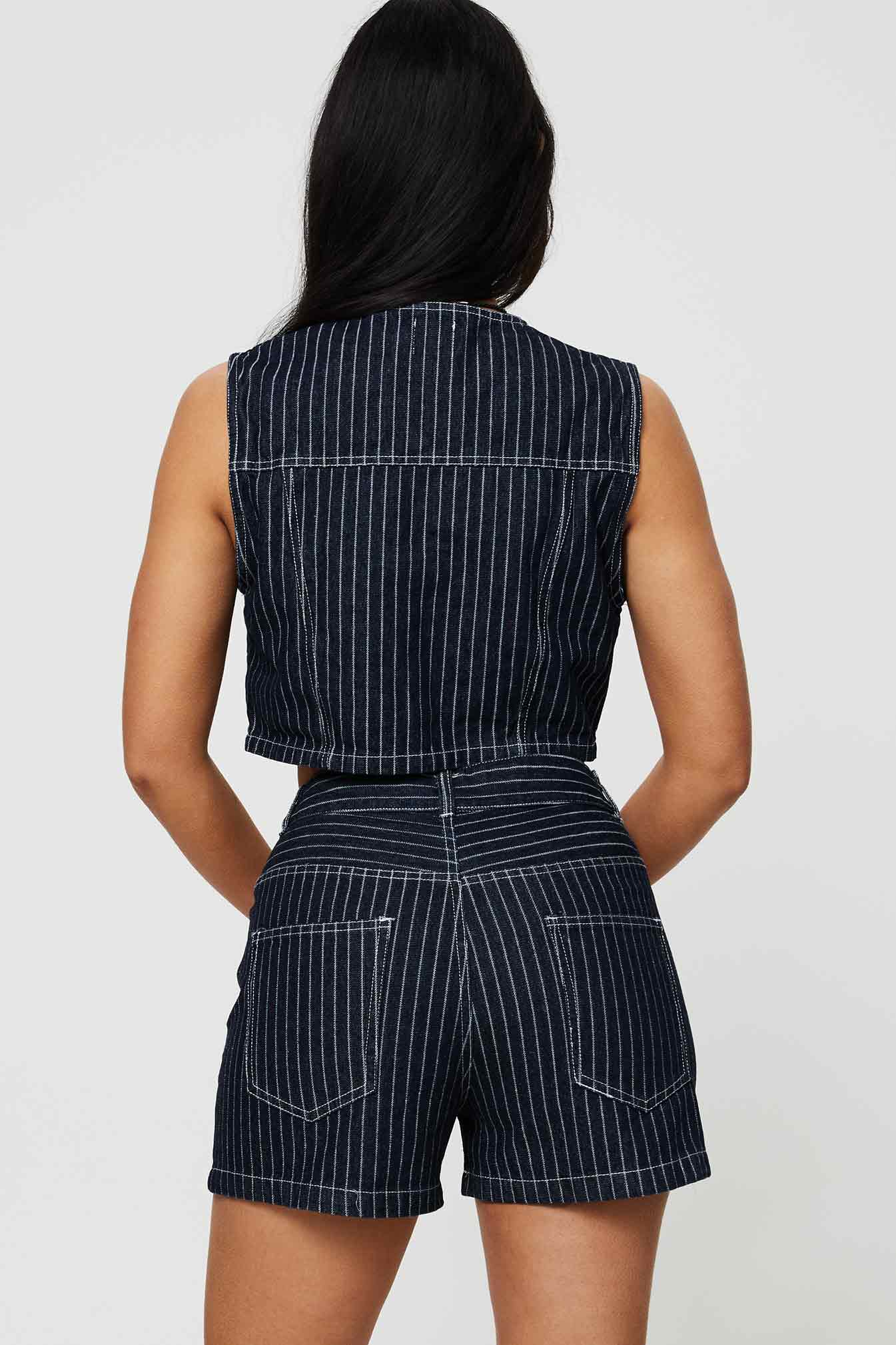 Rathlyn Pinstripe Shorts Dark Denim-Vipp Girl