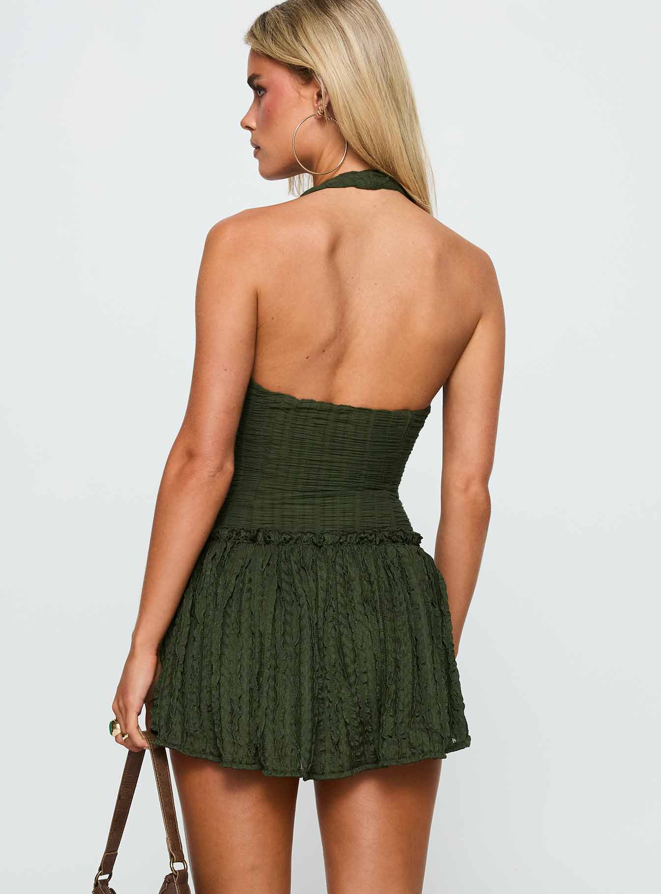 Mixie Halter Playsuit Olive Green-Vipp Girl