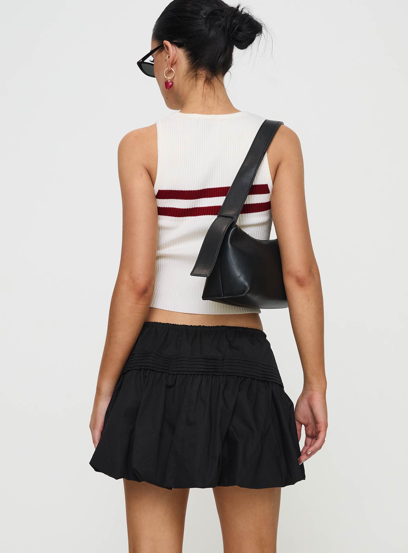Dear London Bubble Hem Mini Skirt Black-Vipp Girl