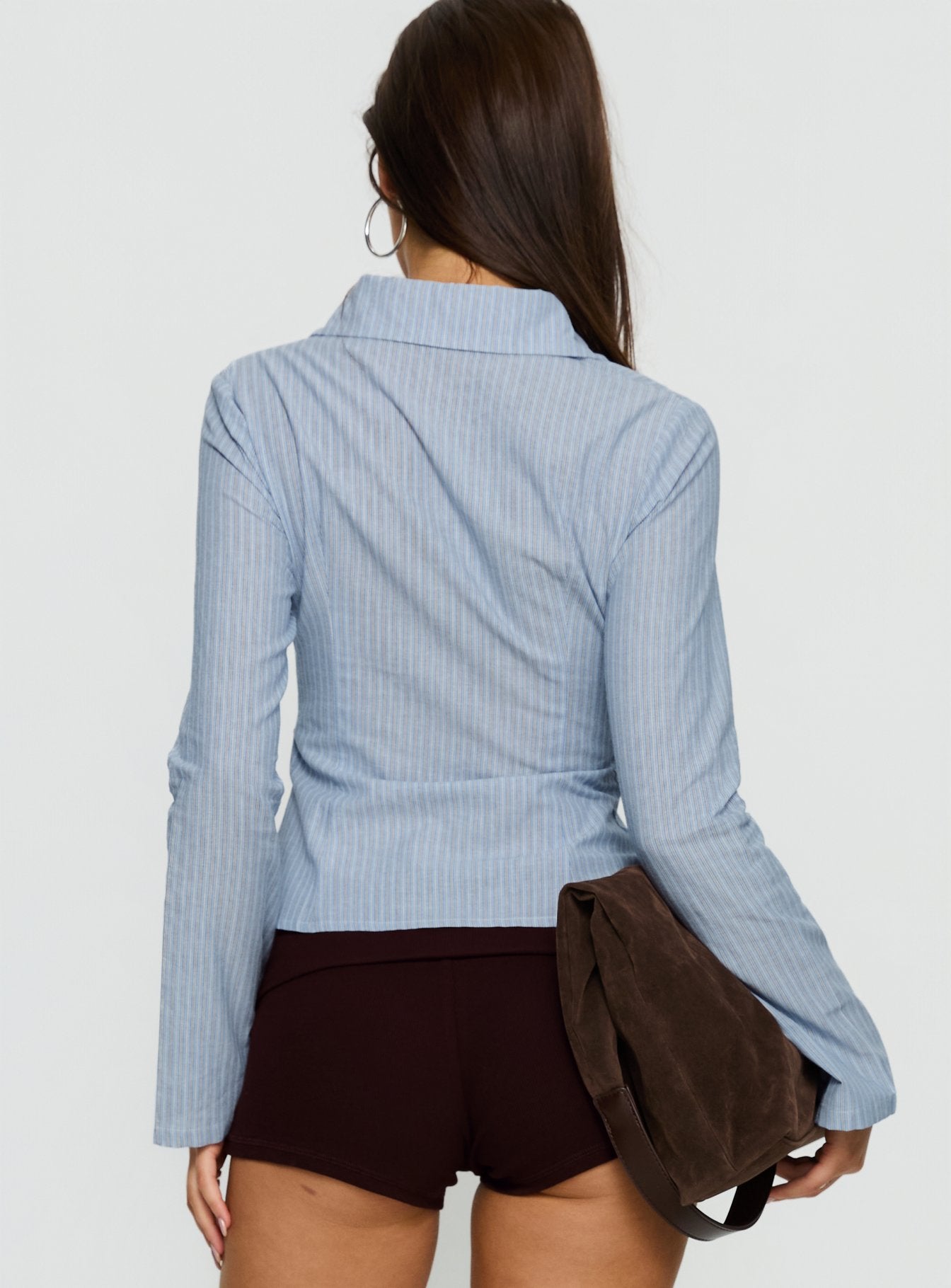Cottesloe Long Sleeve Blouse Top Blue Stripe-Vipp Girl