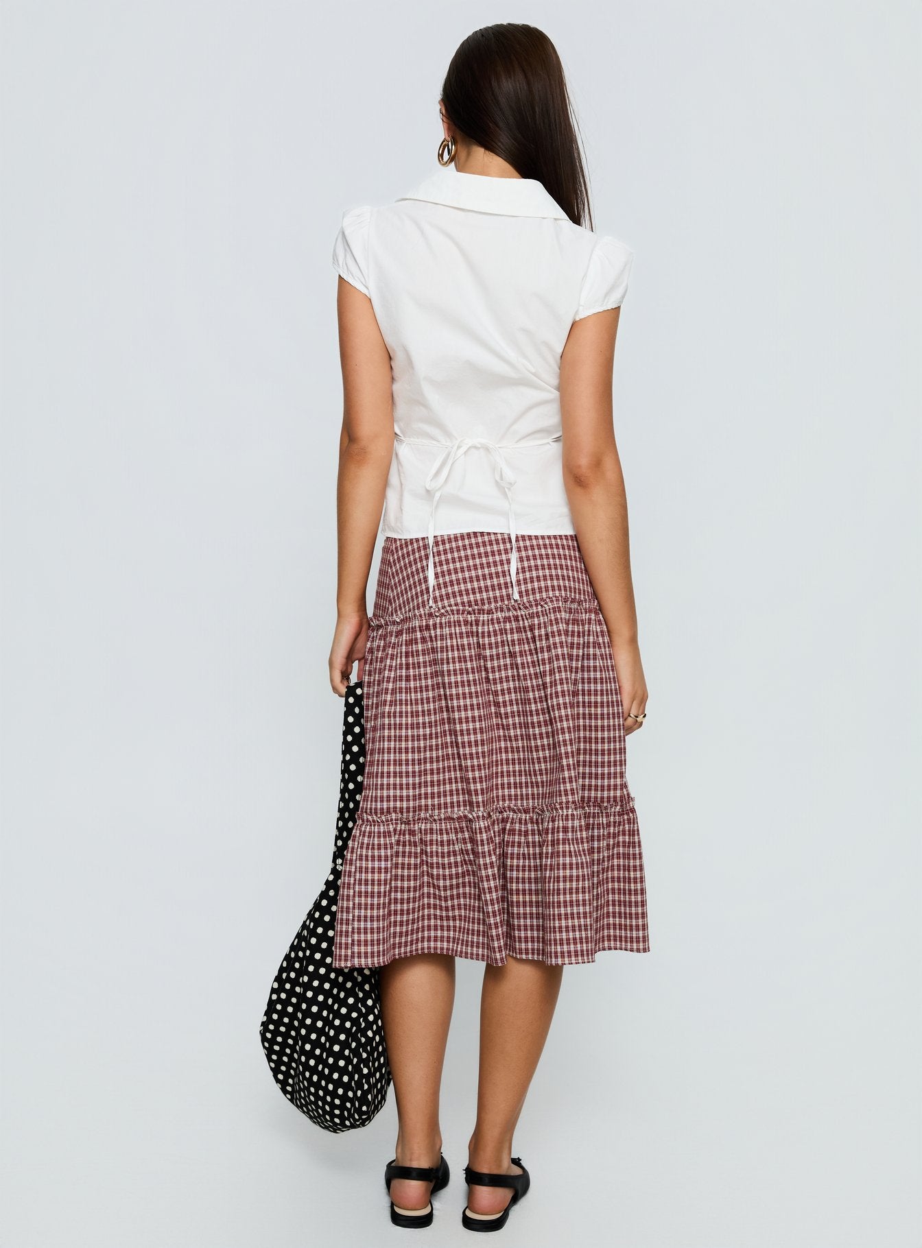 Cascades Low Rise Midi Skirt Red Check-Vipp Girl