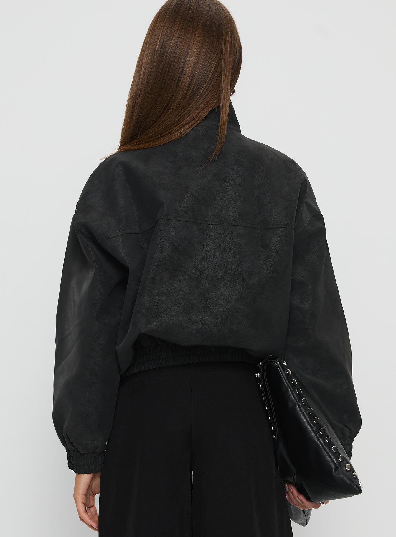 Ellissa Faux Suede Bomber Jacket Black-Vipp Girl