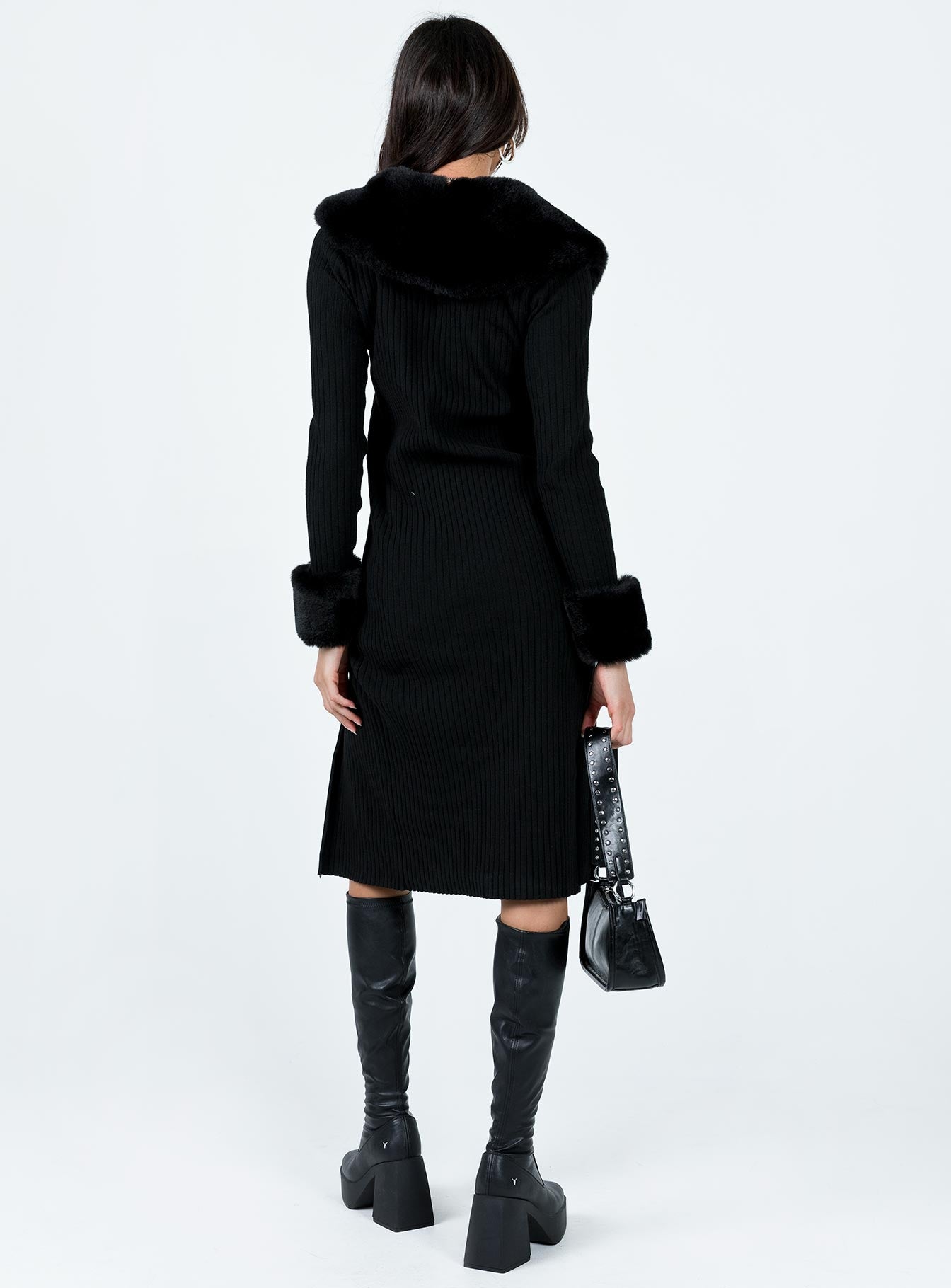 Daru Faux Fur Cardigan Black-Vipp Girl