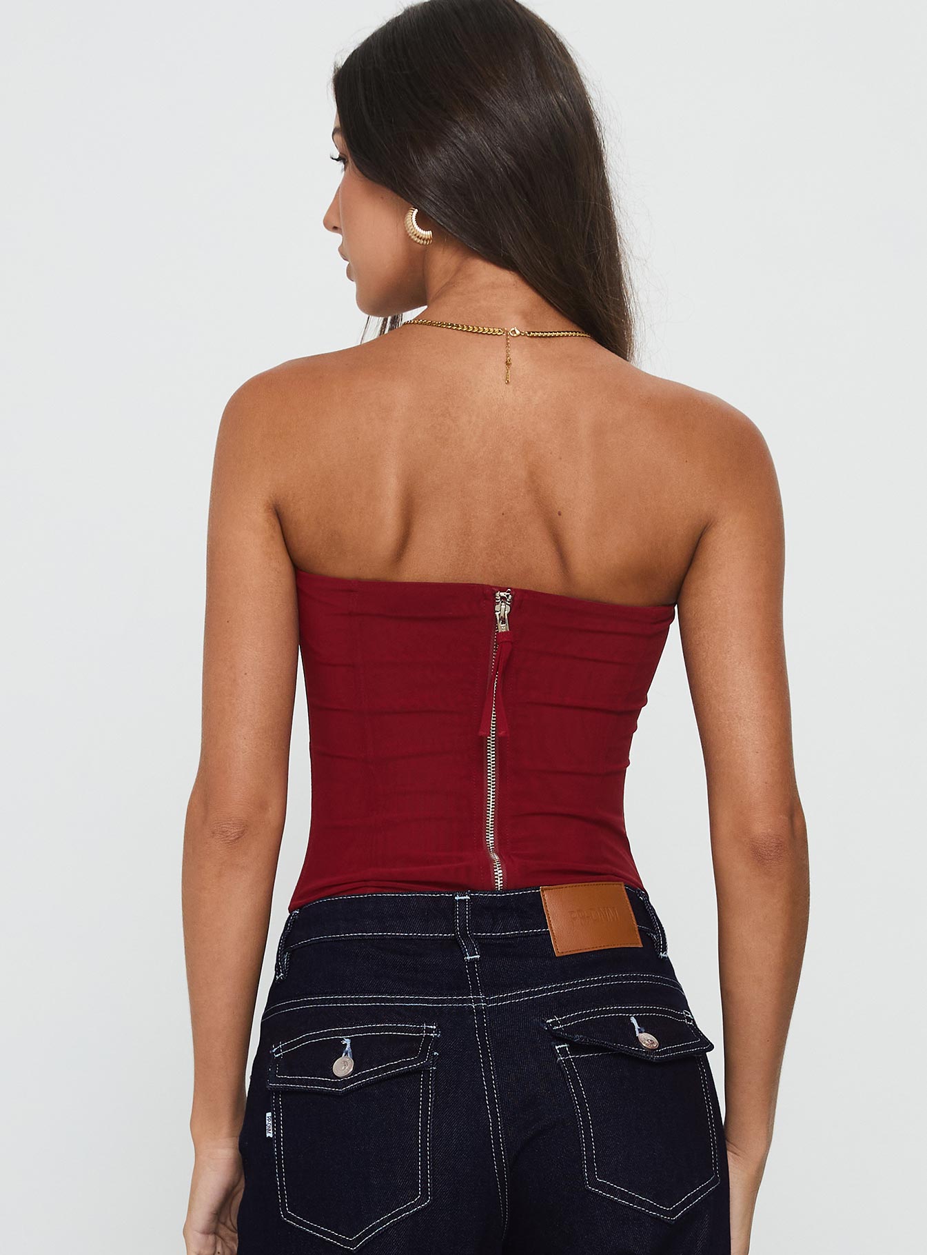 Oscuro Longline Mesh Corset Top Berry-Vipp Girl