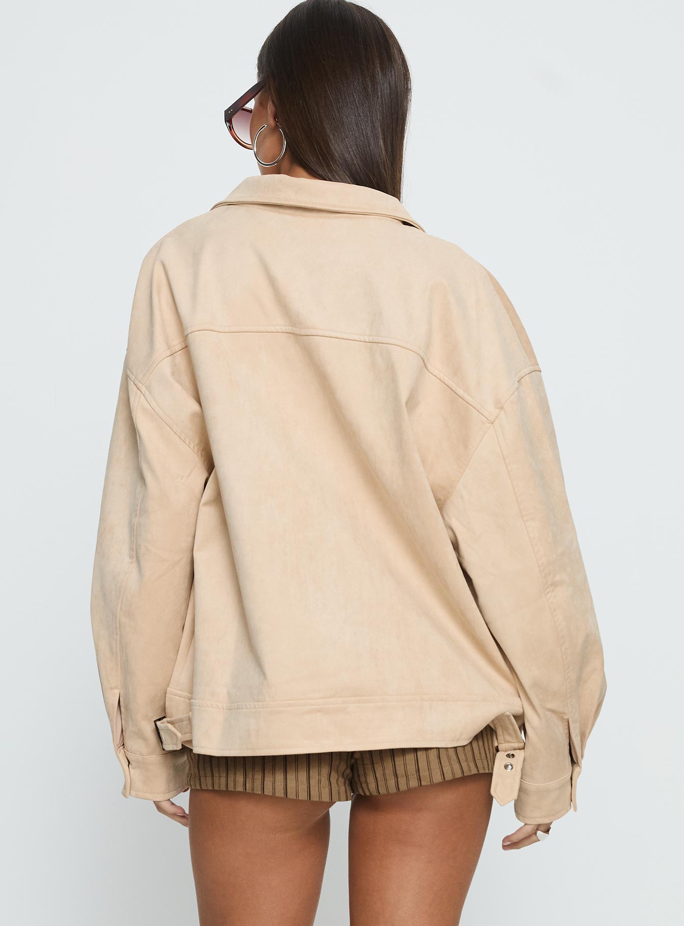 Goldsmith Faux Suede Bomber Jacket Beige-Vipp Girl