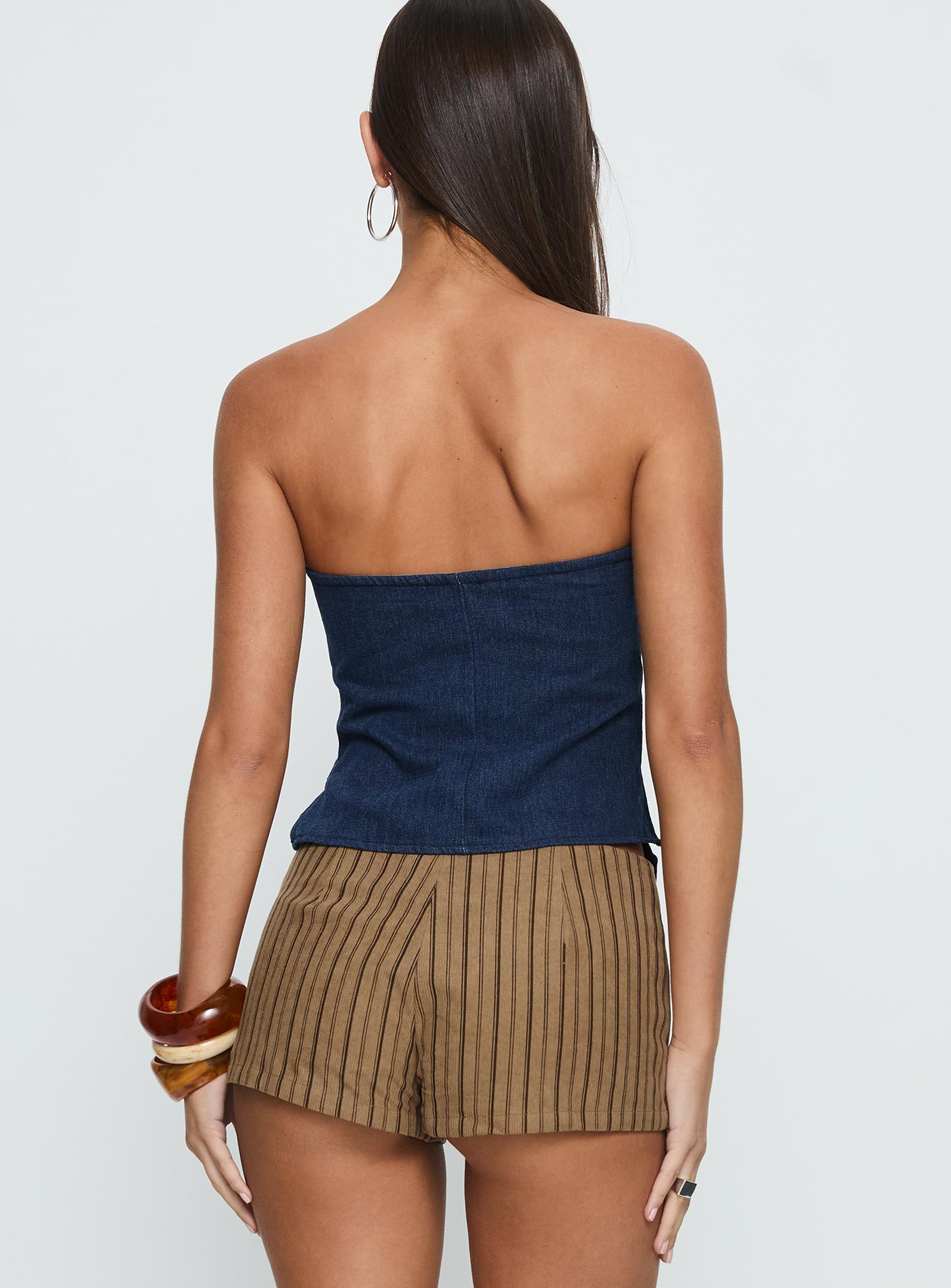 Birdie Asymmetric Denim Top Dark Blue-Vipp Girl