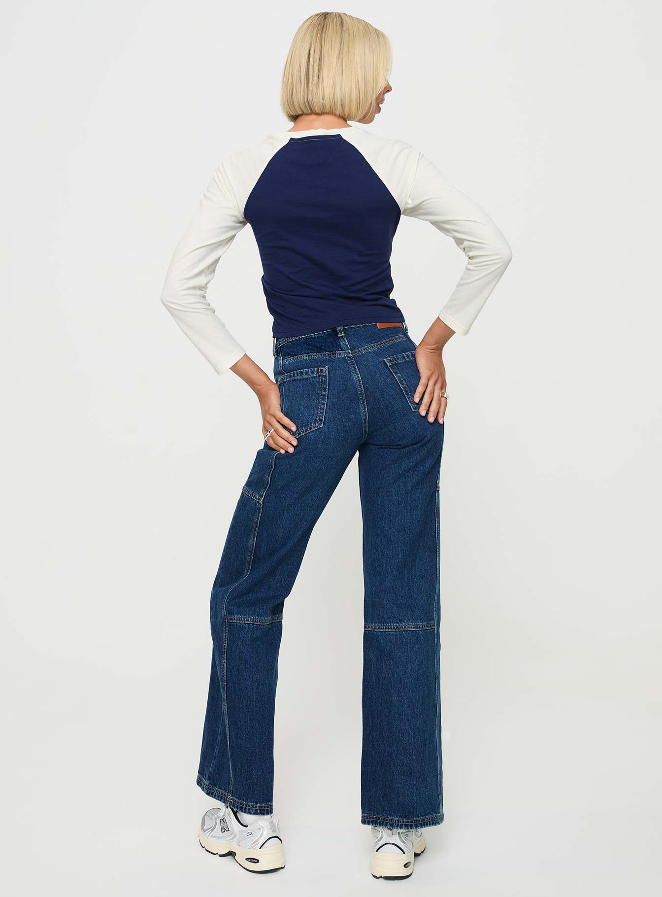 Chad High Rise Wide Leg Cargo Jeans Dark Wash Denim-Vipp Girl