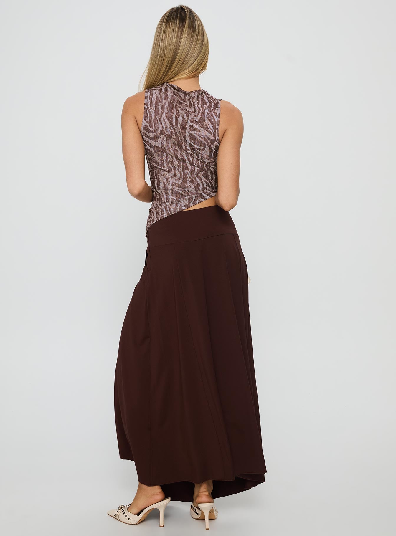 Nola Hardware Slit Maxi Skirt Brown-Vipp Girl