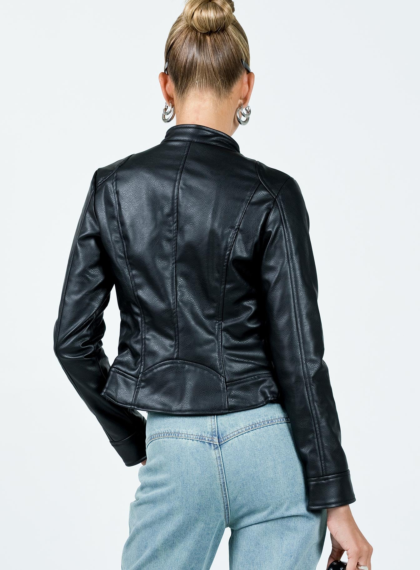 Pottsville Faux Leather Moto Jacket Black-Vipp Girl