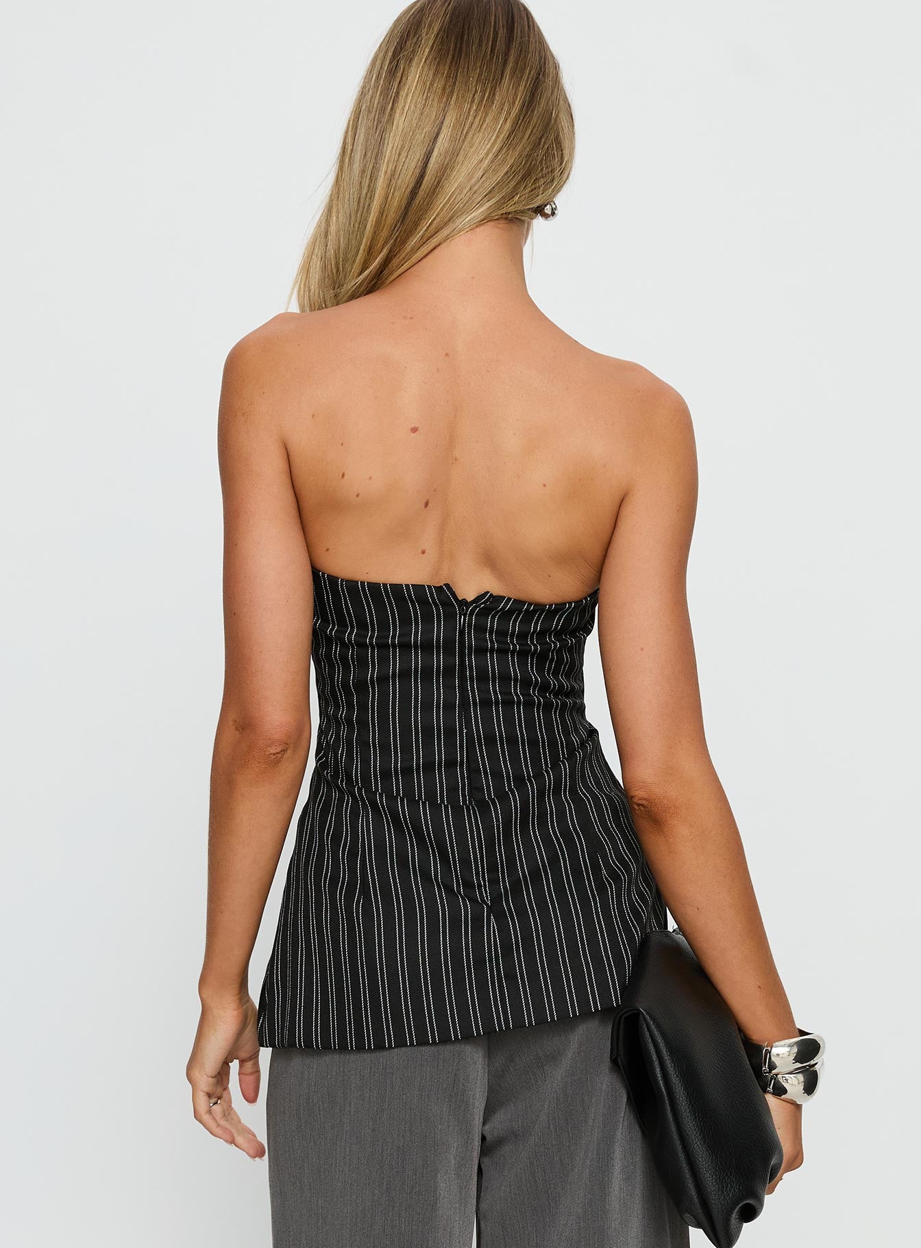 Maralyn Strapless Top Black Pinstripe-Vipp Girl
