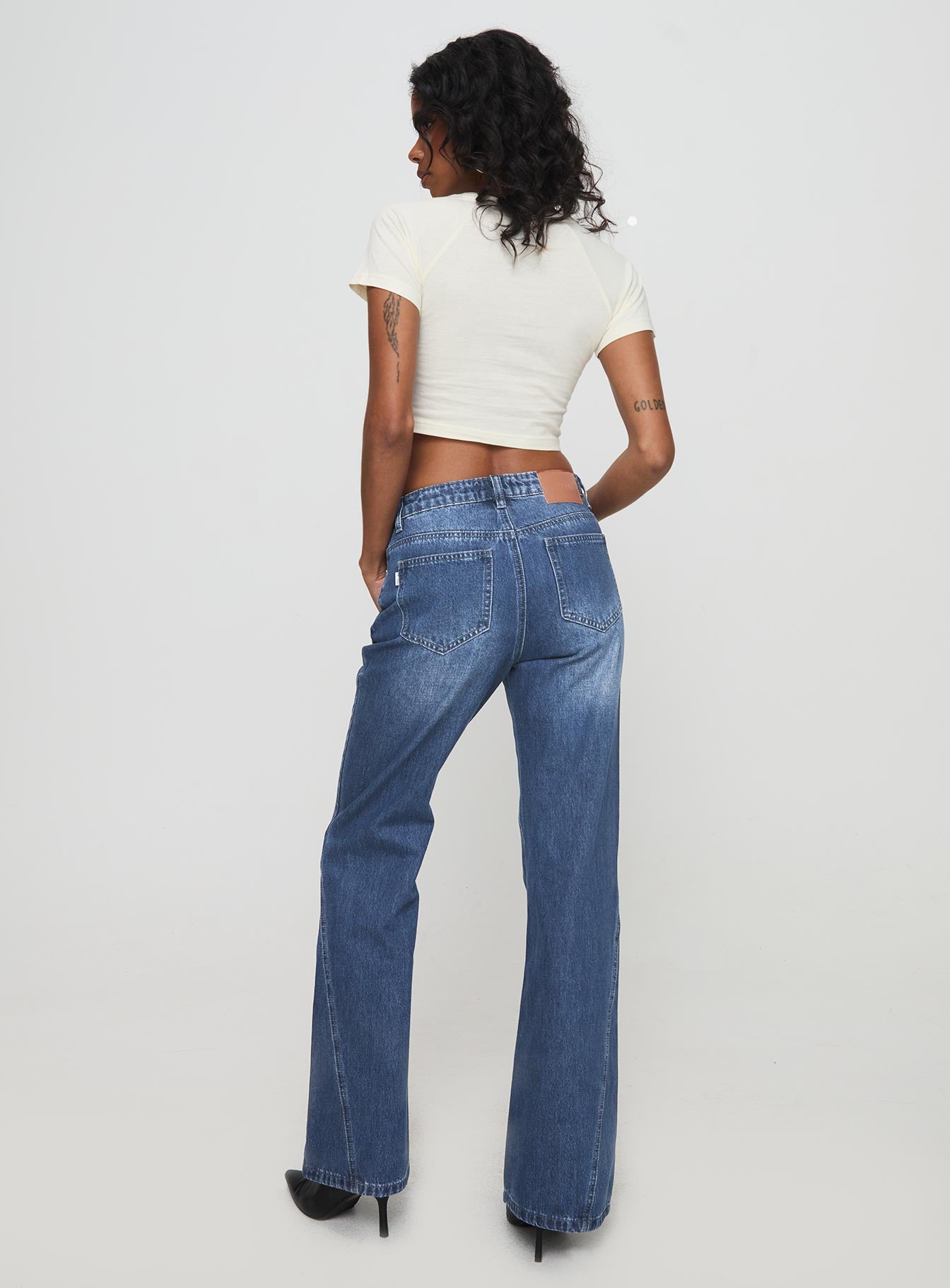 Leslee Mid Rise Flare Jean Mid Wash Blue-Vipp Girl