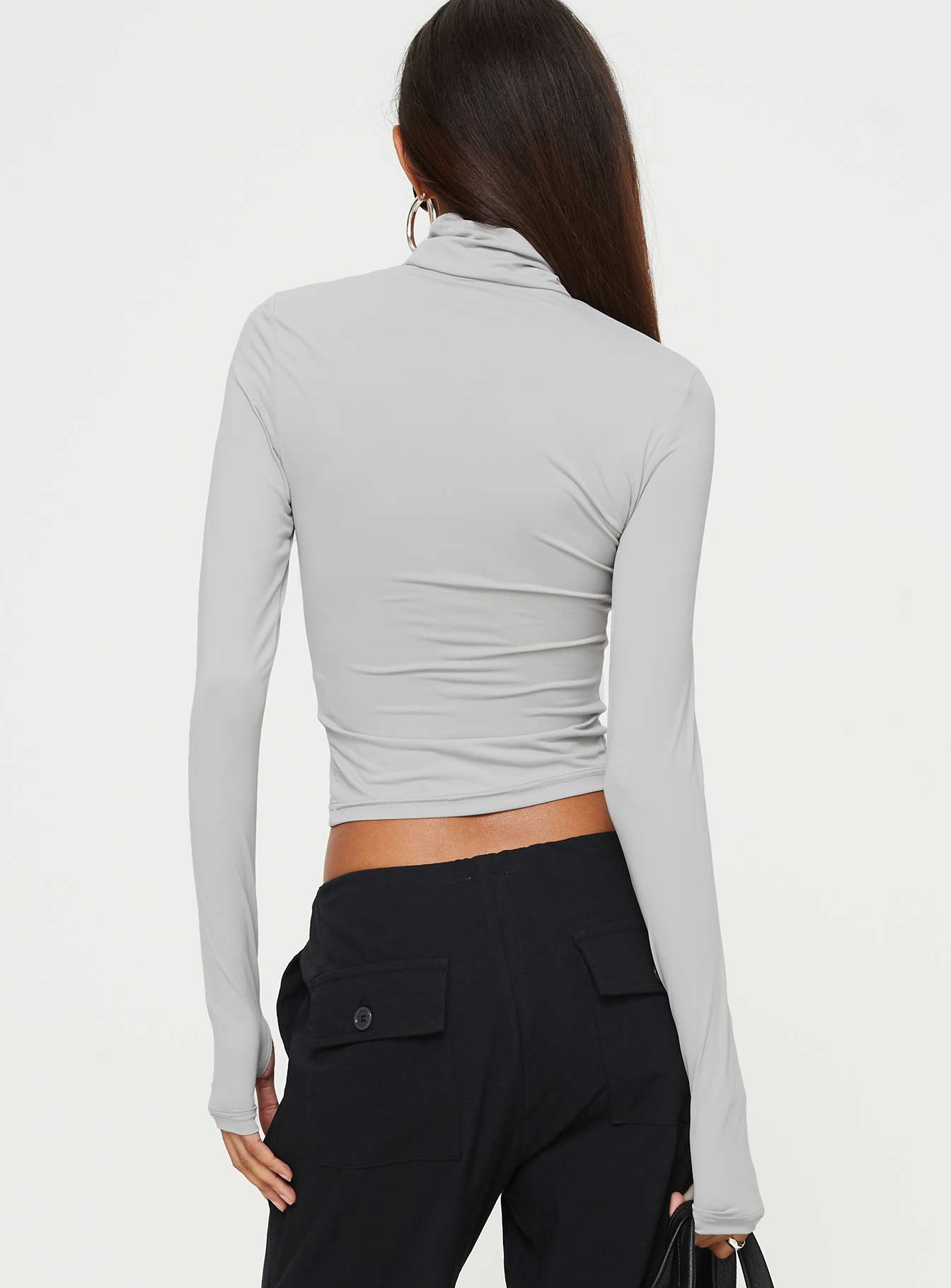 Elysium Long Sleeve Turtleneck Top Light Grey-Vipp Girl