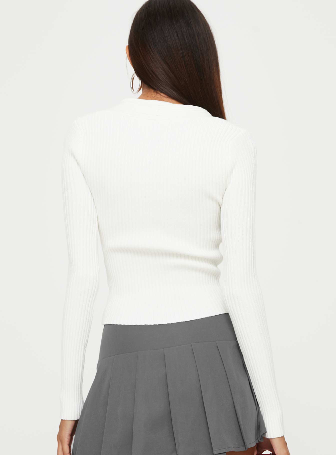 Gleeson Square Neck Long Sleeve Top White-Vipp Girl