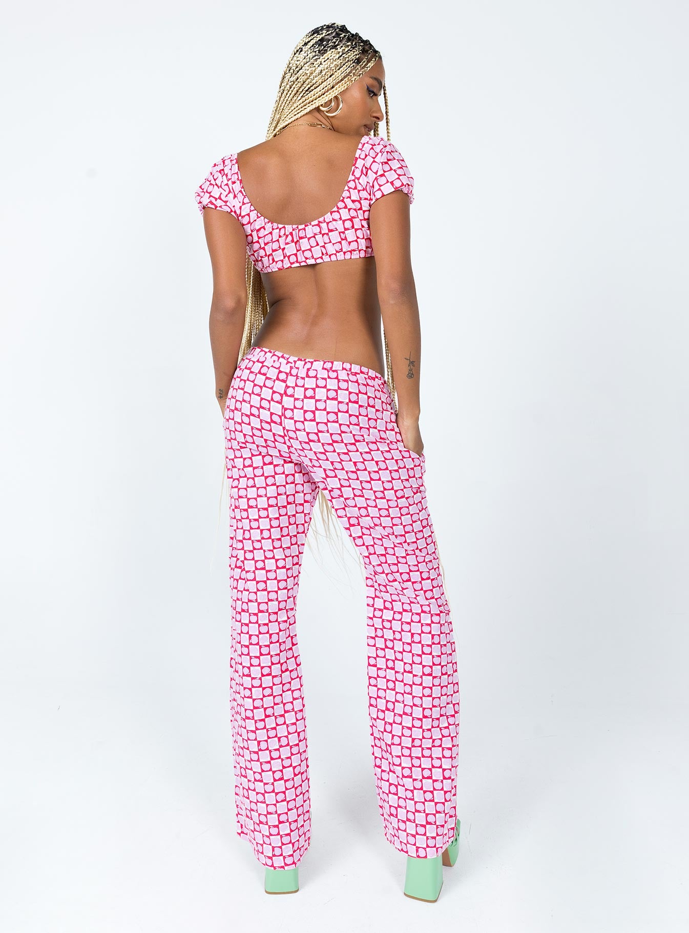Motel Raya Trouser Apple Check Blush Red-Vipp Girl
