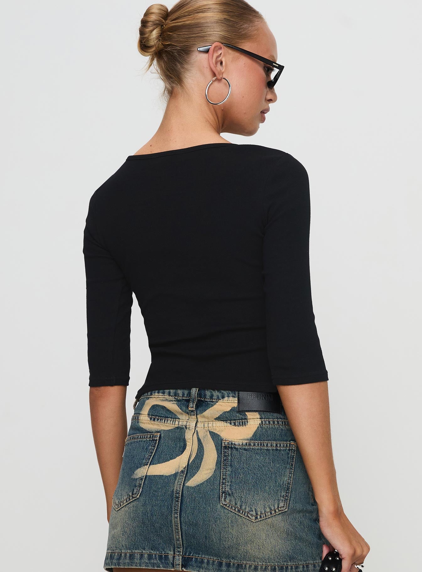 Elaia 3/4 Sleeve Top Black-Vipp Girl