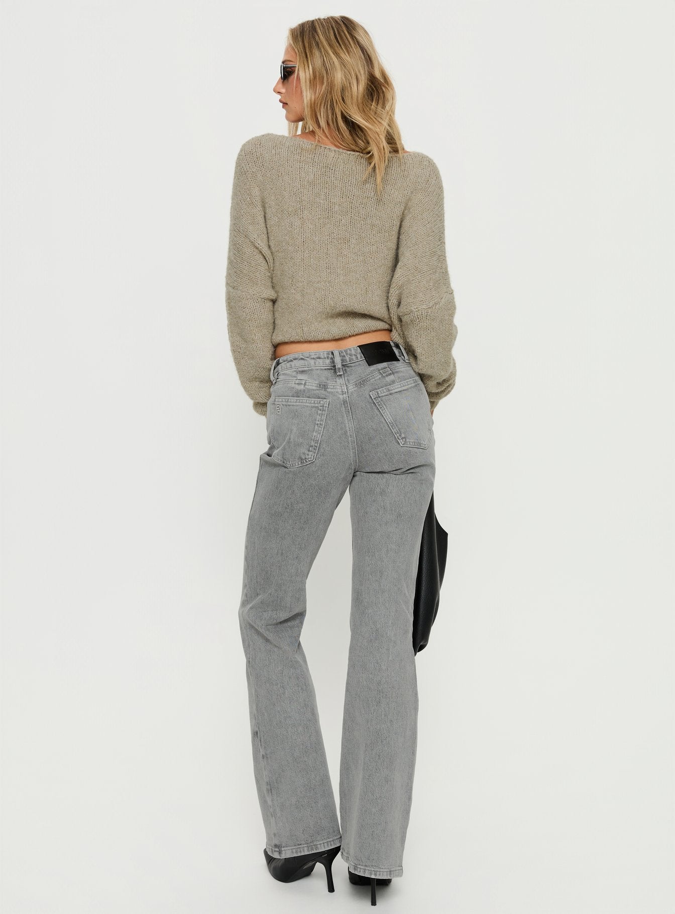 Magic Mirror Mid Rise Bootleg Jeans Washed Grey-Vipp Girl