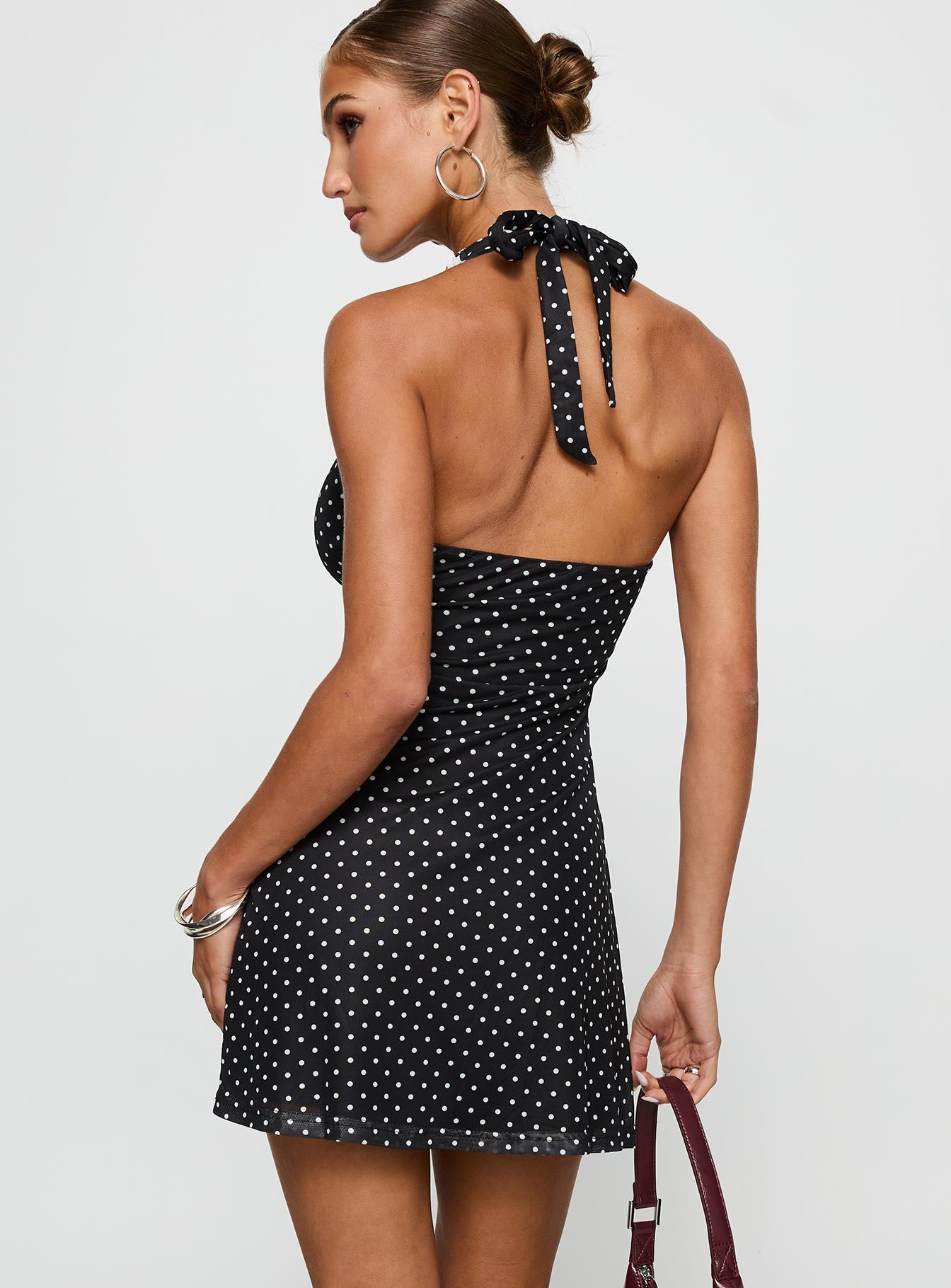 Black Beauty Halter Mini Dress Black / Polka-Vipp Girl