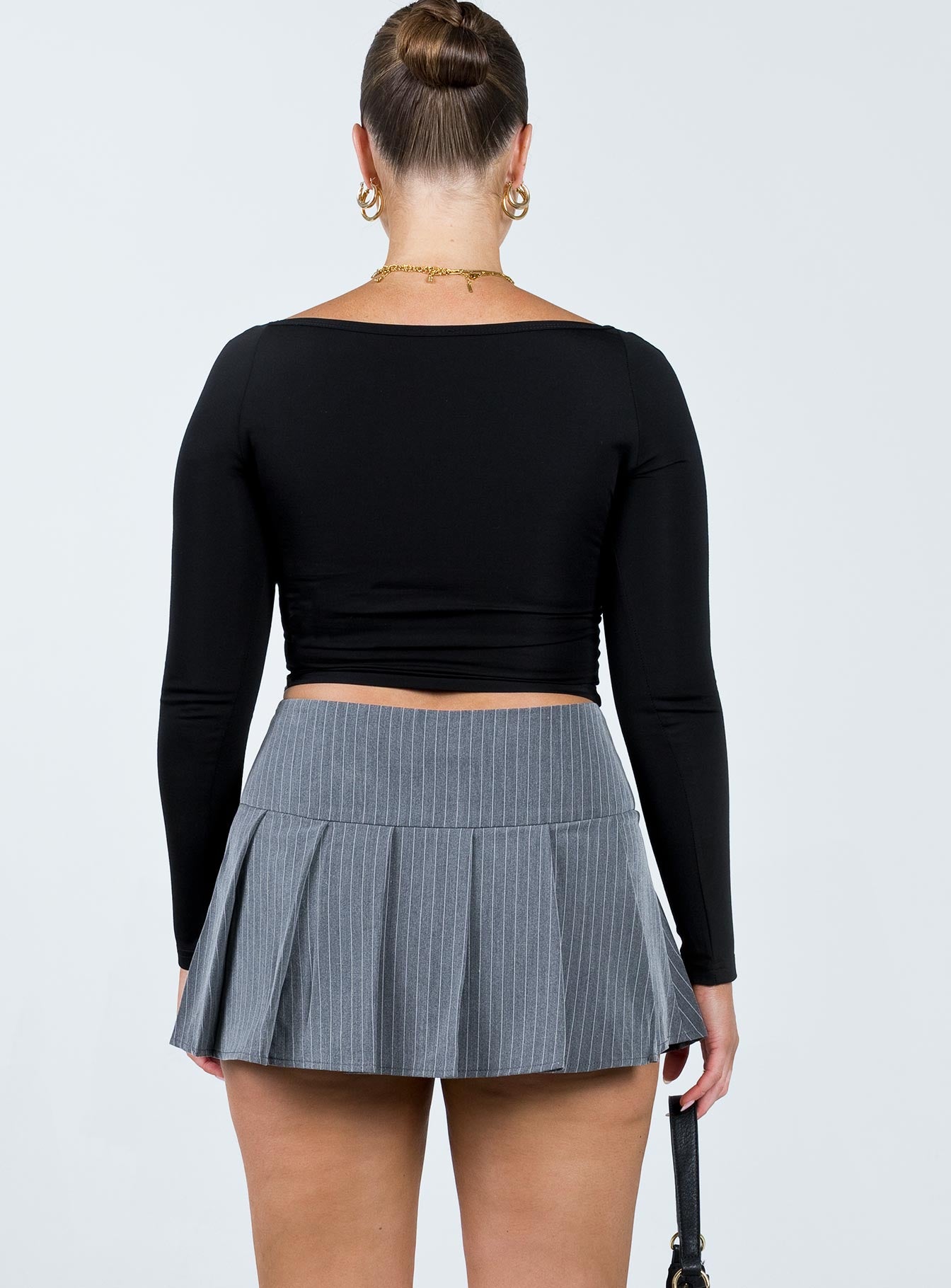 Motel Senona Skirt Pinstripe Grey-Vipp Girl