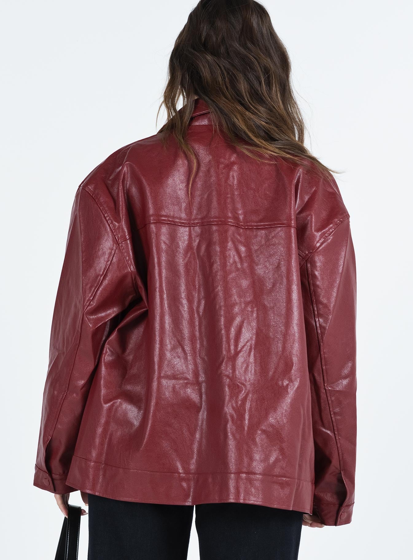 Callie Faux Leather Jacket Burgundy-Vipp Girl